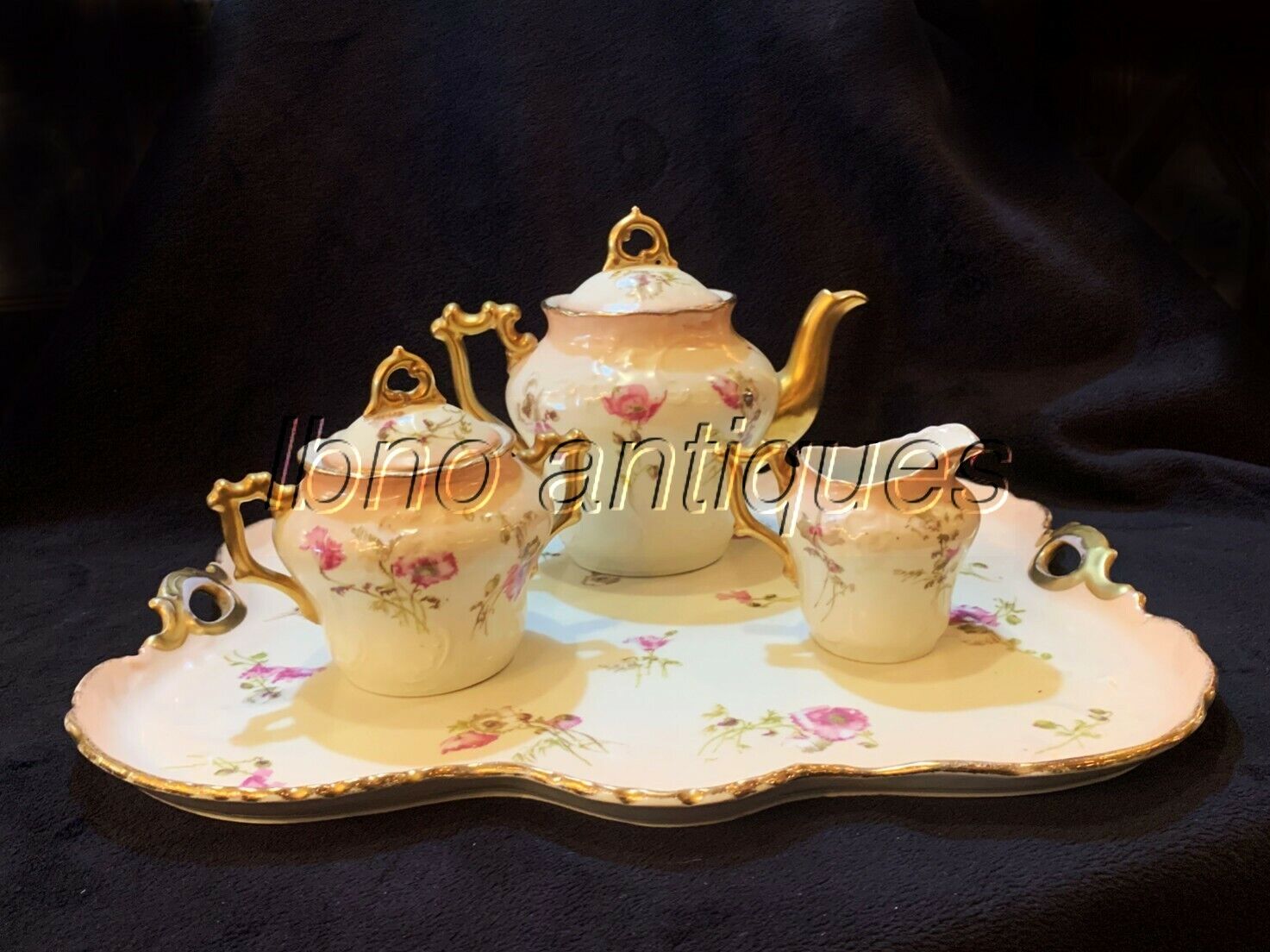 Antique German Porcelain Tea Set for Four