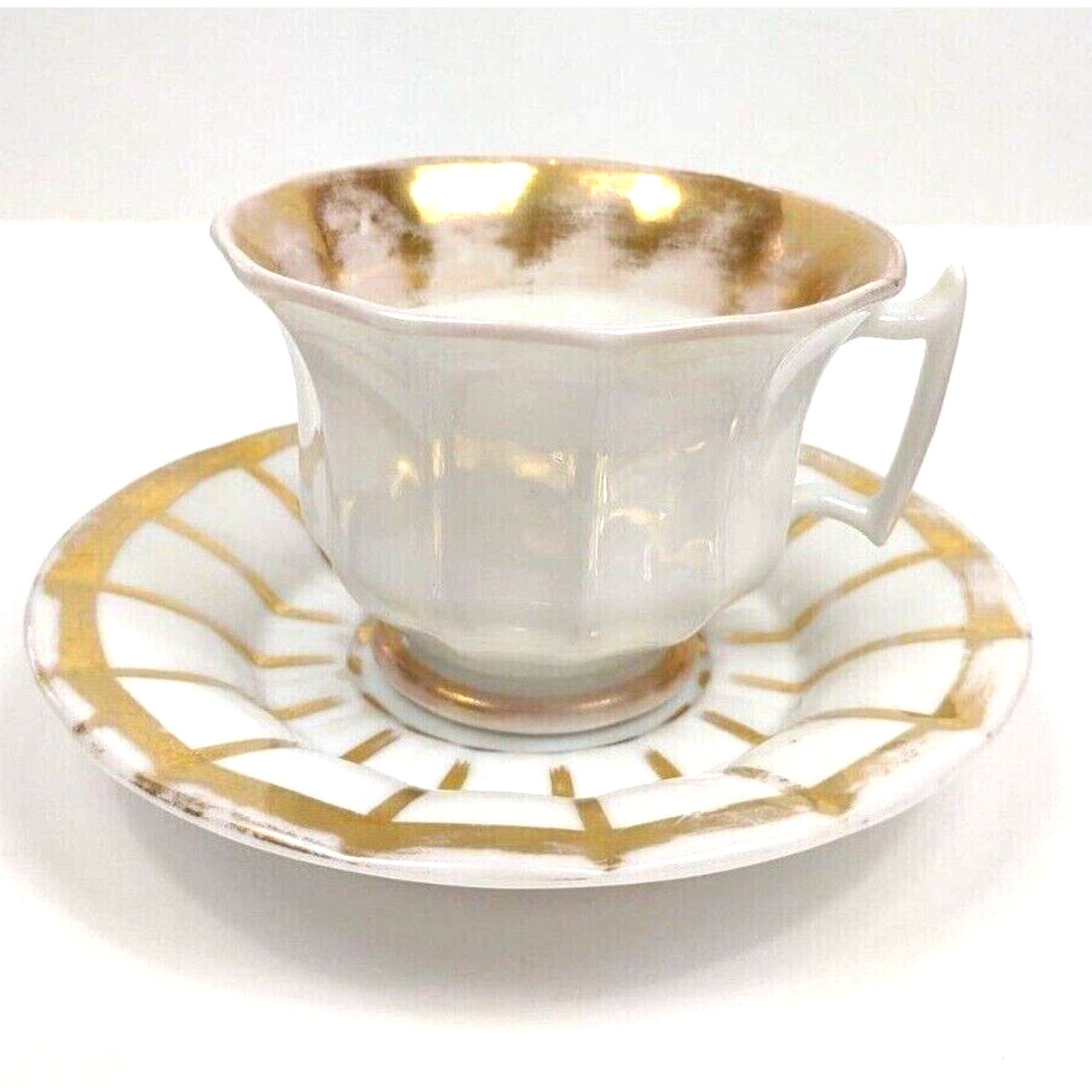 Antique Furstenberg Grecque Gold Coffee Cup & Saucer