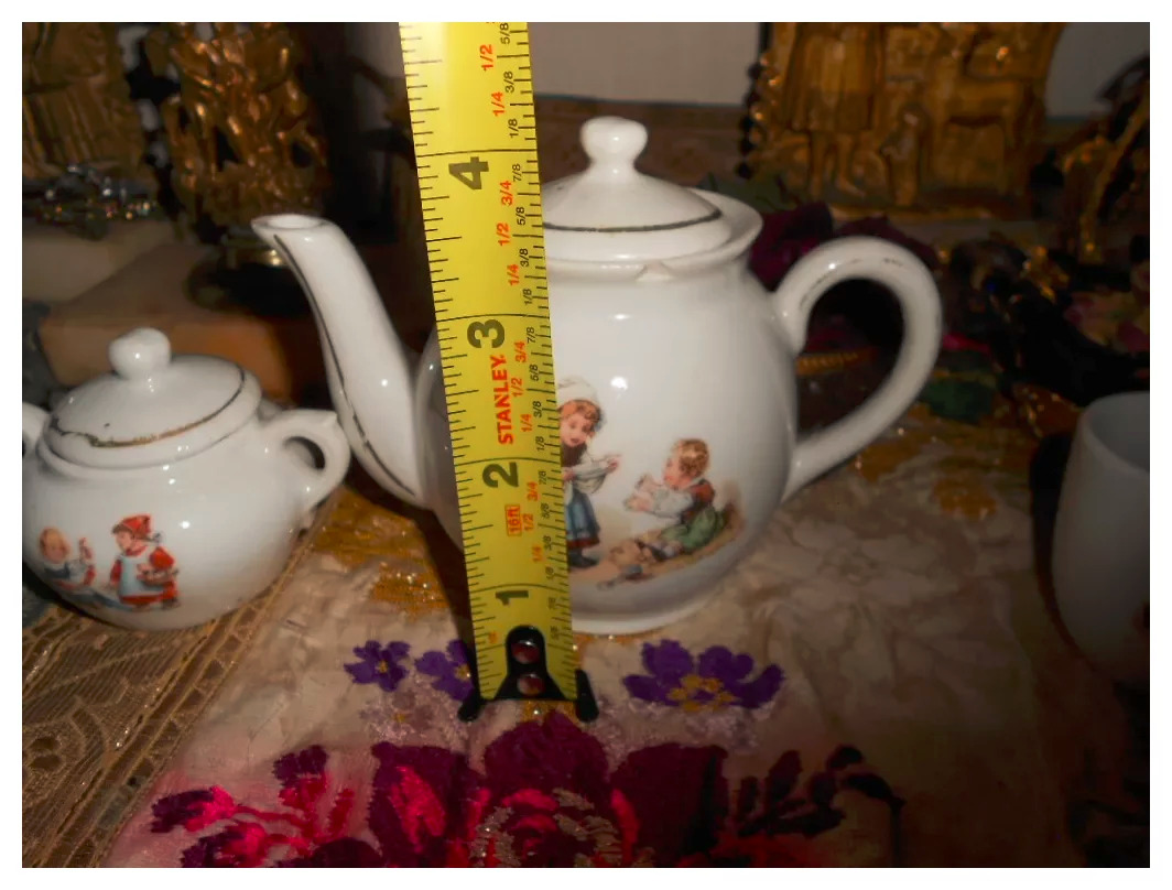 Vintage German Doll Lithograph Tea Set, 1900s