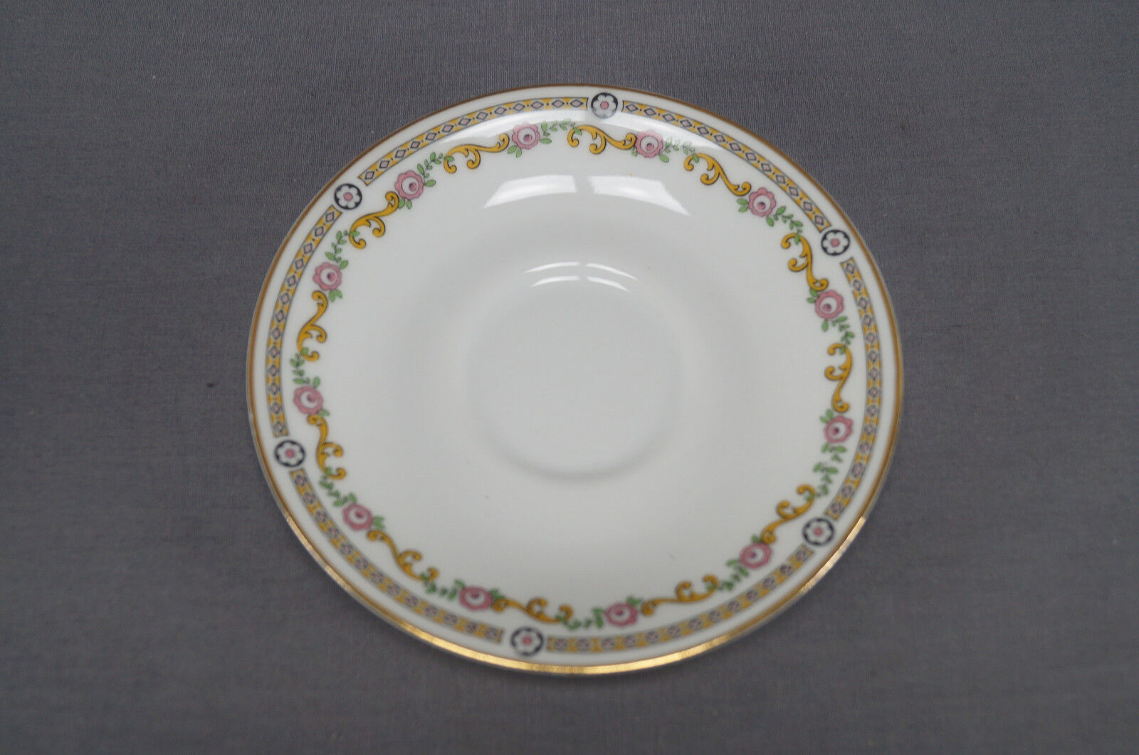 Limoges Pink Roses Yellow Scrolls Tea Cup Set