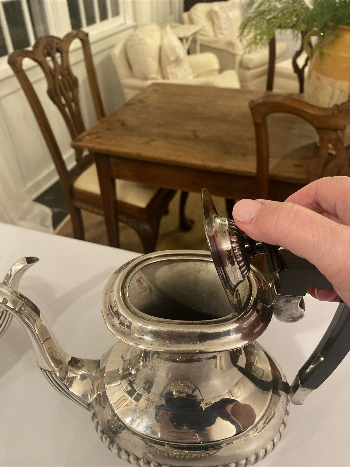 Antique Bakelite Handled Silver Plated Tea Set