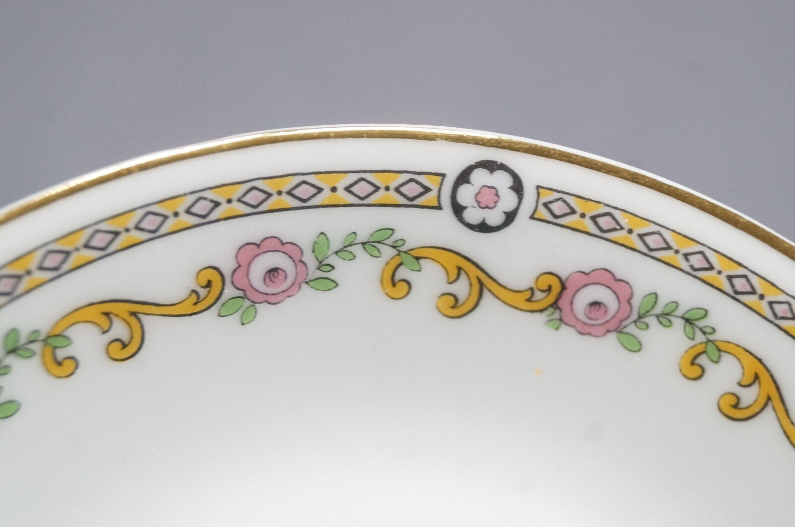 Limoges Pink Roses Yellow Scrolls Tea Cup Set