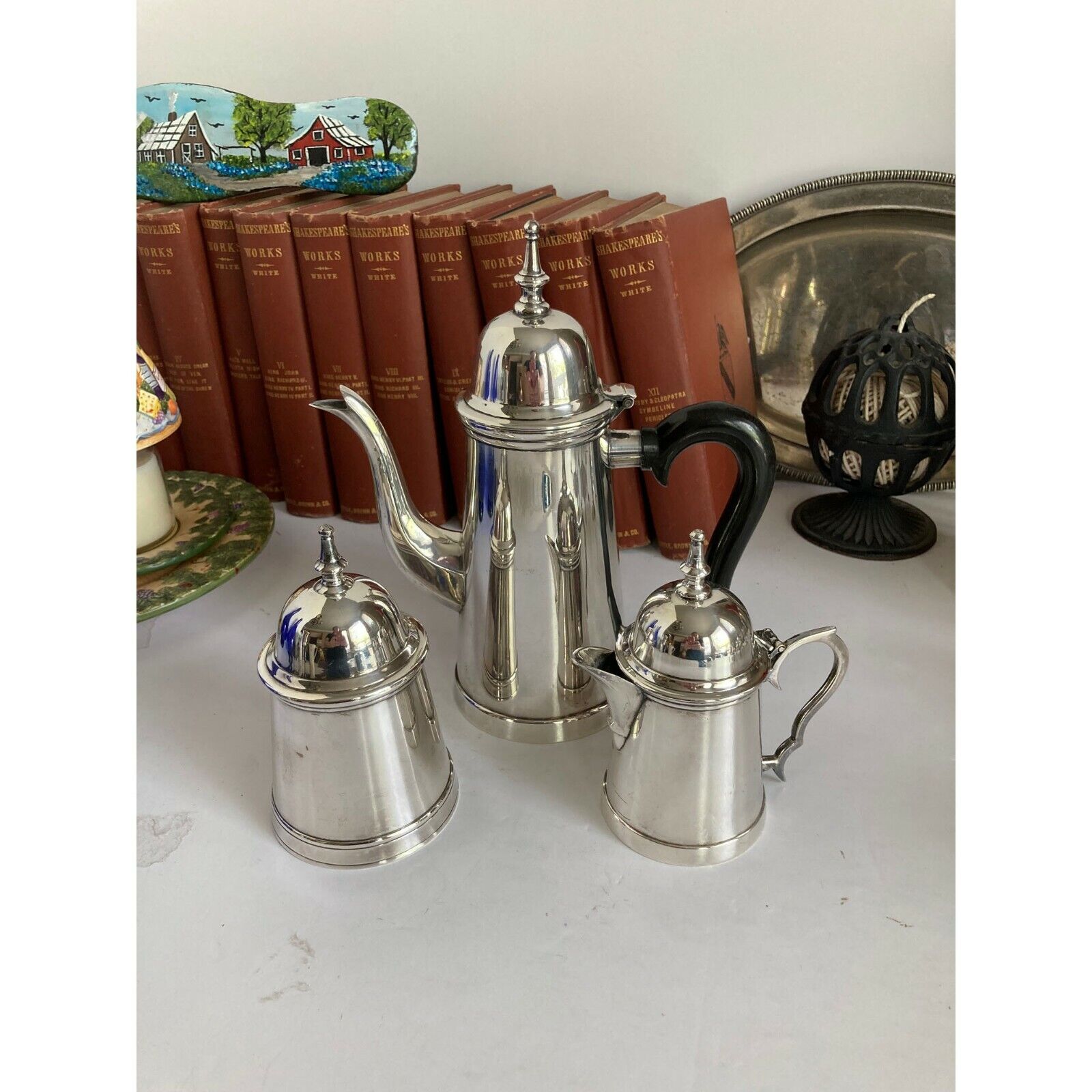 Georgian Style 3-Piece Silver Plate Teapot Set