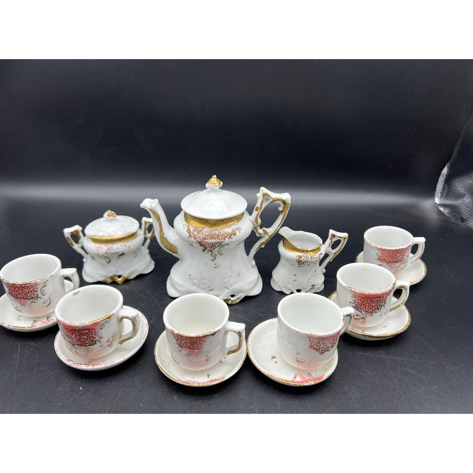 Victorian Porcelain Child's Tea Set, 17 Pieces
