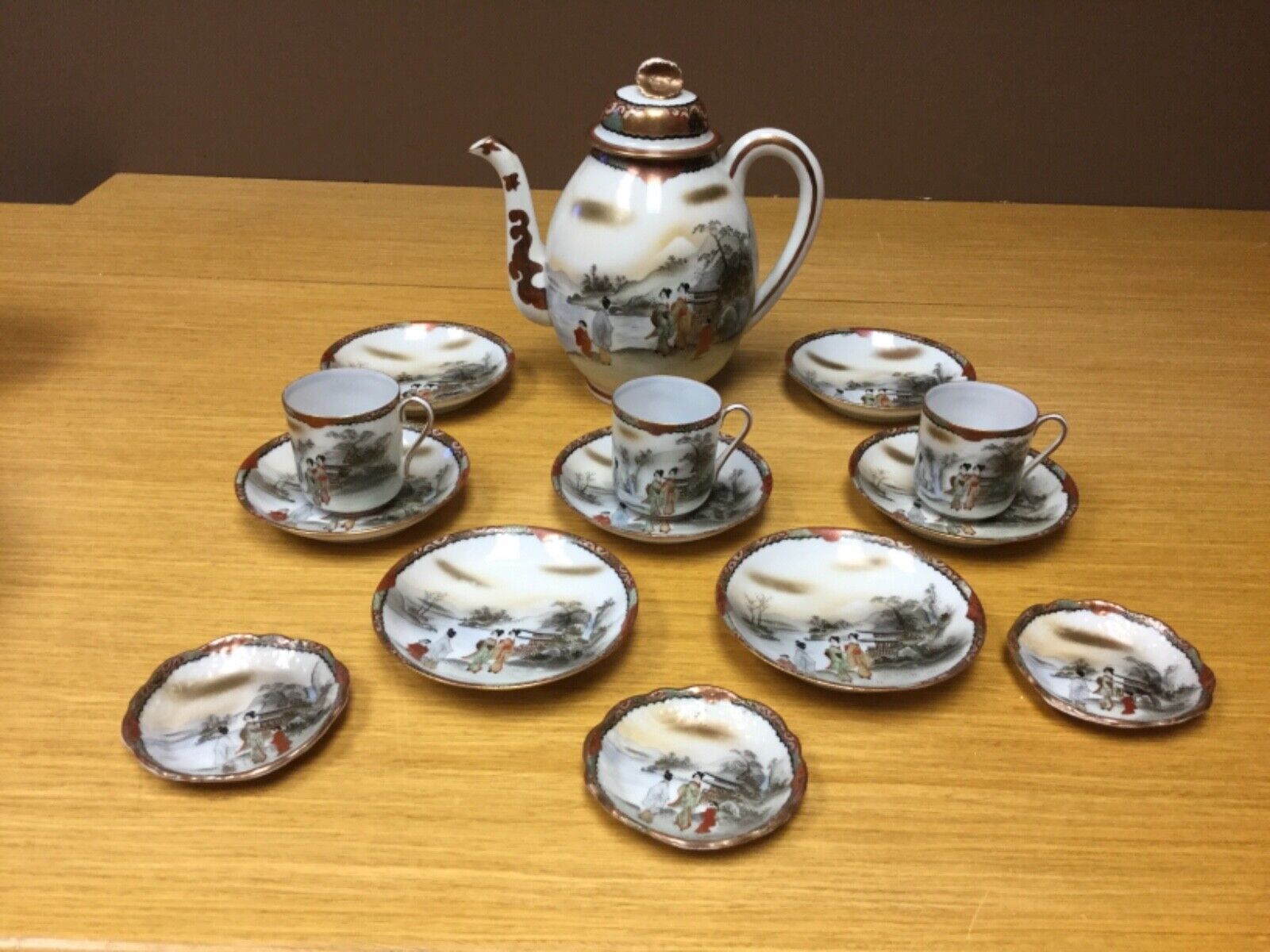 Antique Japanese Geisha Tea Set, 14 Pieces