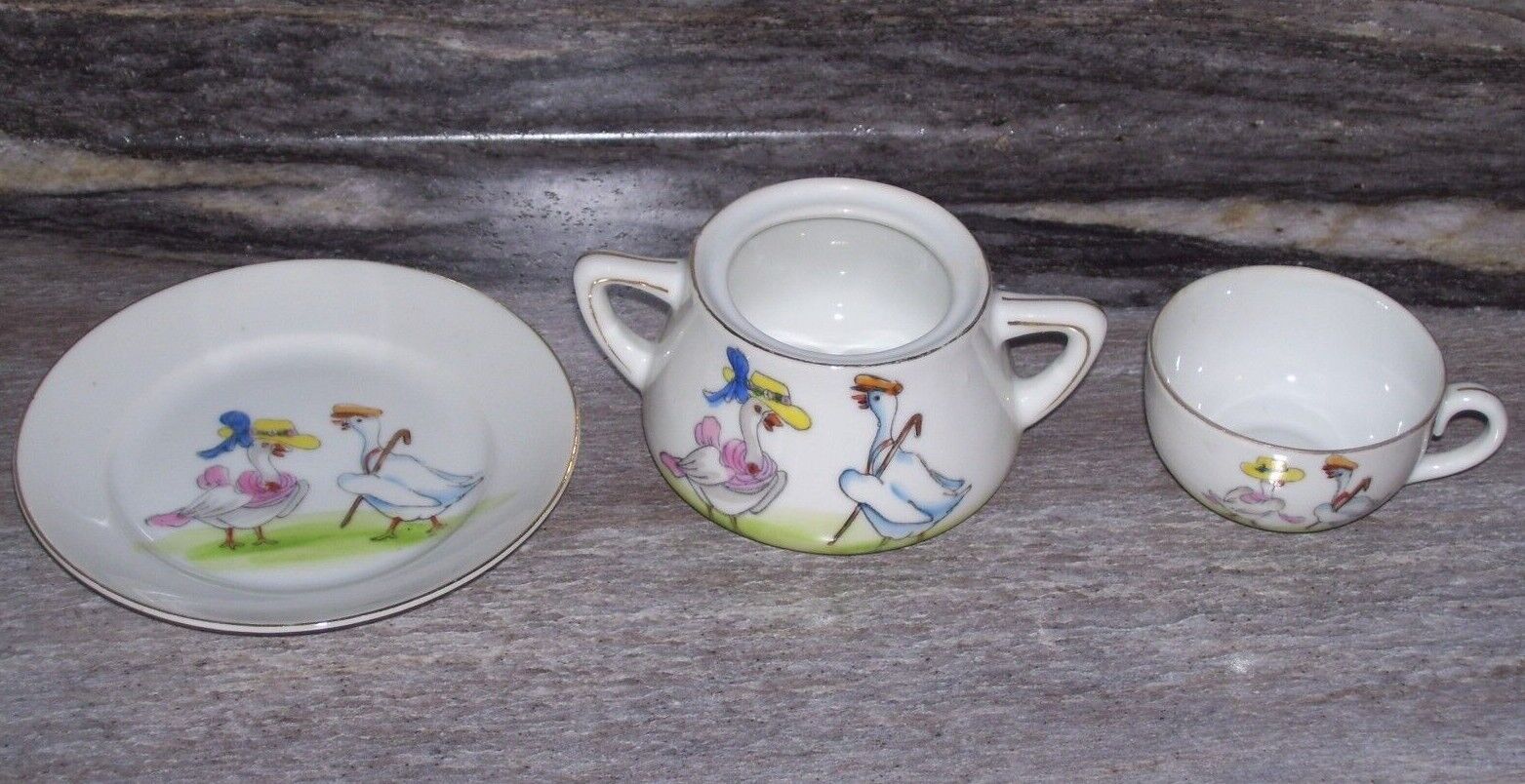 Antique Hand-Painted Nippon Child's Tea Set Pieces