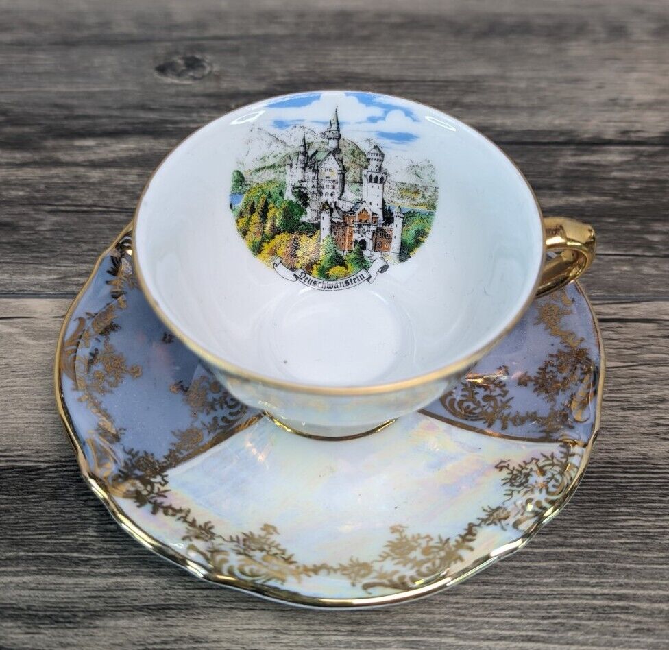 Antique Bavaria Neuschwanstein Teacup & Saucer Set
