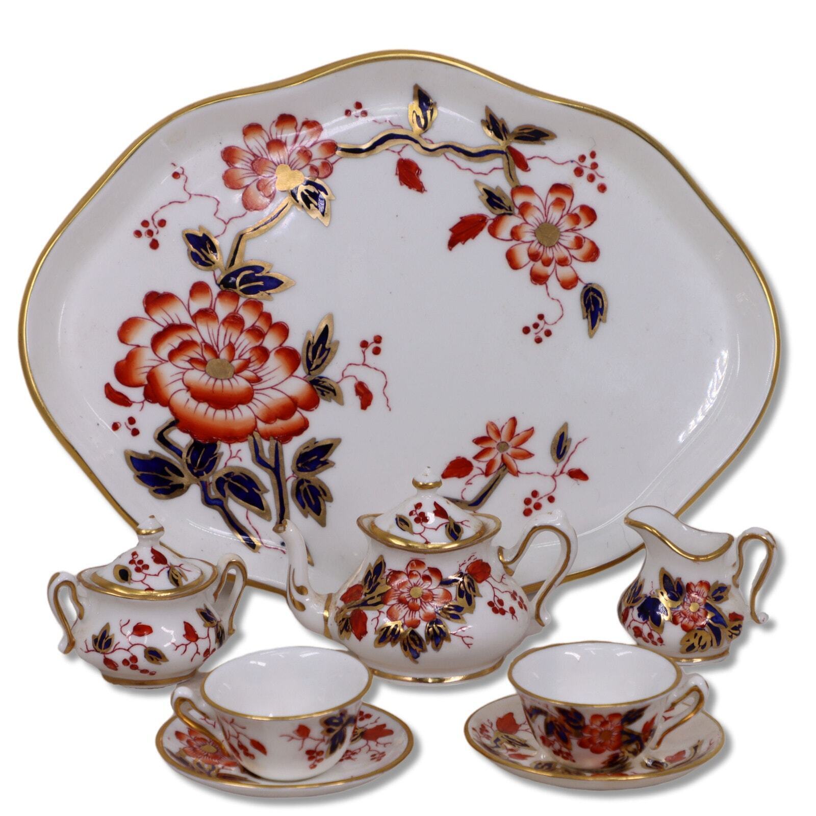 Crown Staffordshire Mini Doll Imari Coral Tea Set