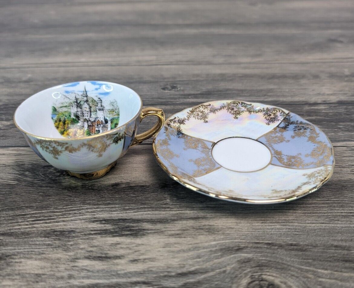 Antique Bavaria Neuschwanstein Teacup & Saucer Set
