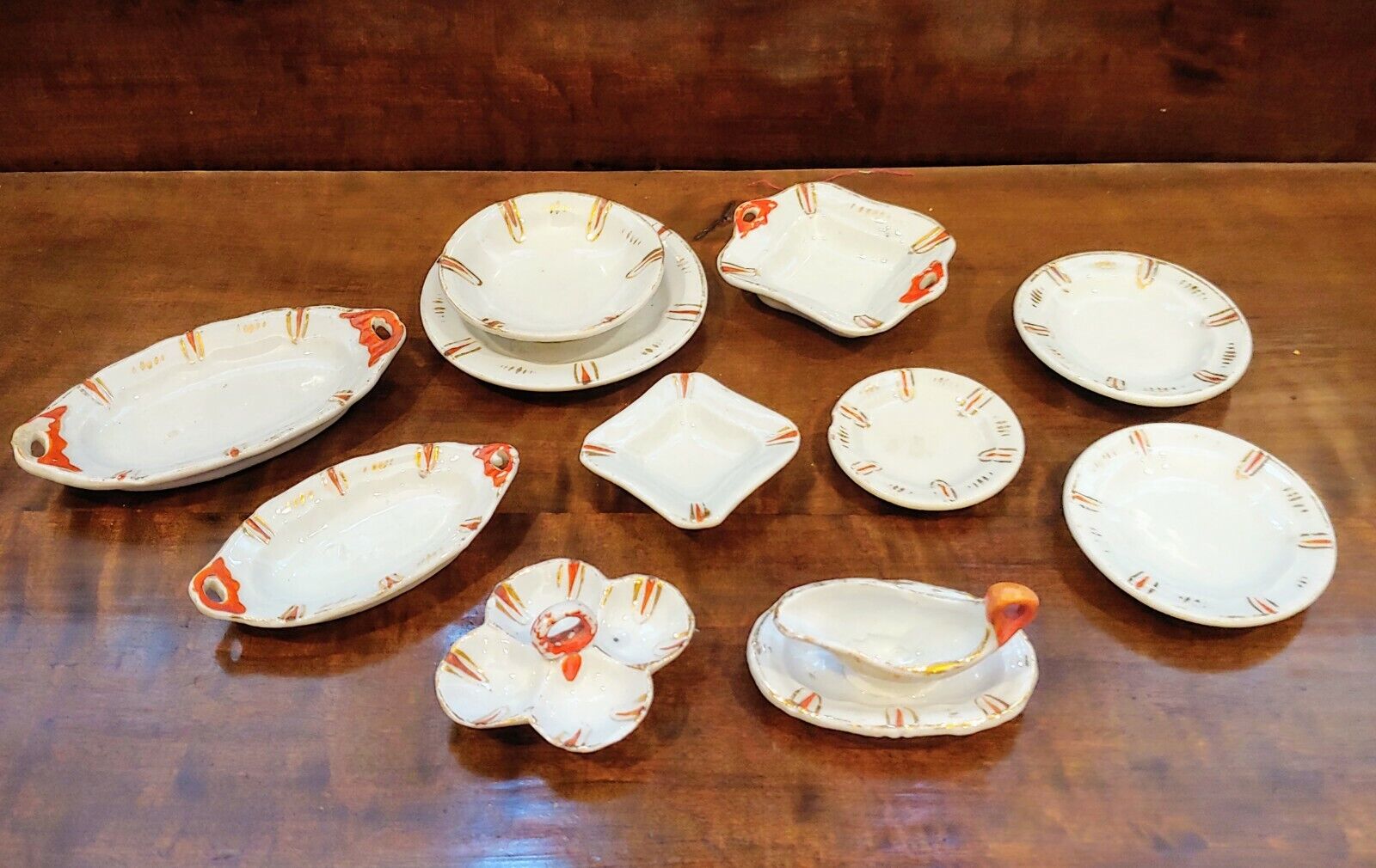 Antique 1800s Porcelain Dollhouse Dinnerware Set