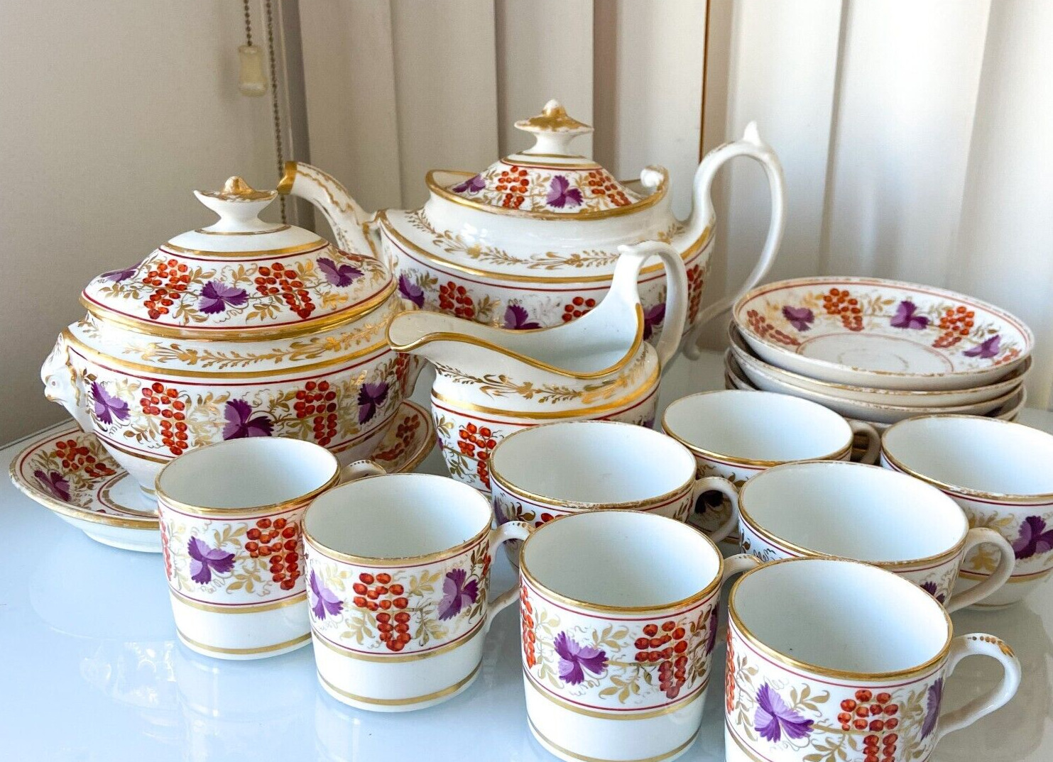 Antique Hand-Painted Coalport Tea Service Set