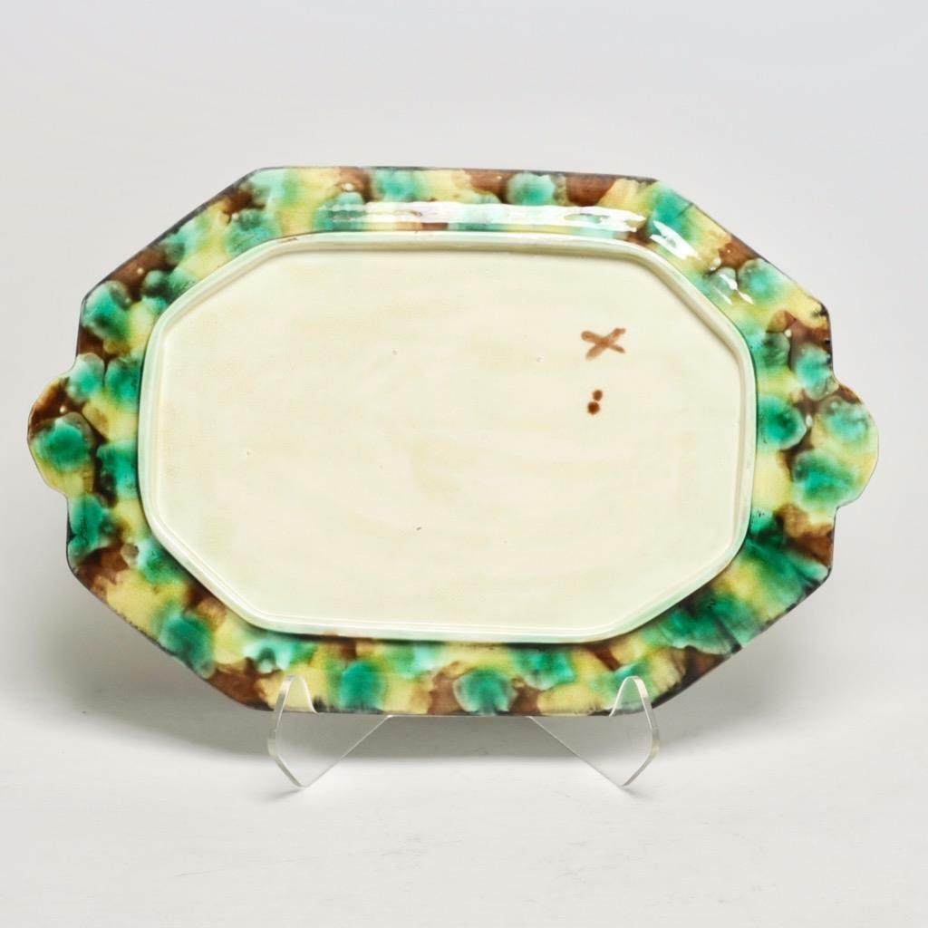 Antique Majolica Bird Fan Tea Set, 1800s