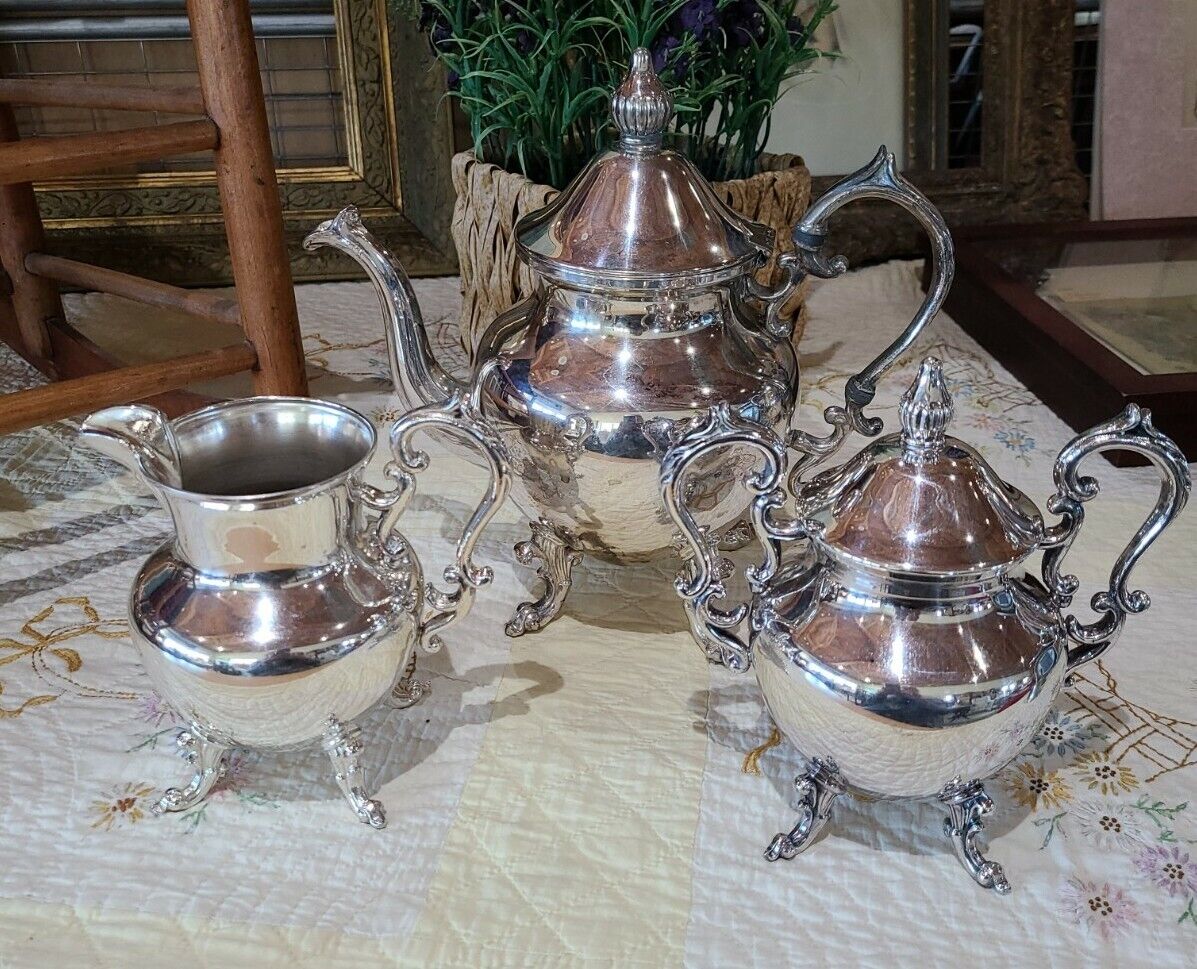 Antique 3-Piece Birmingham Silver Tea Set
