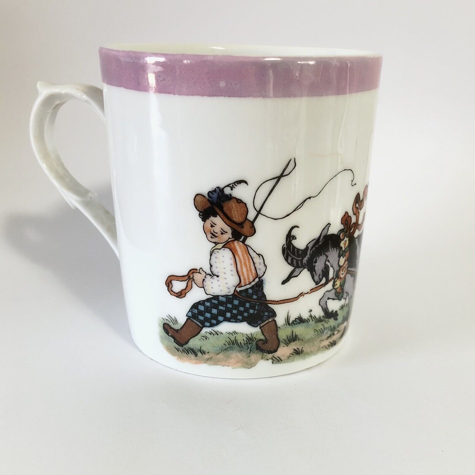 Czecho Slovakia Antique Child's Cup with Goat Cart