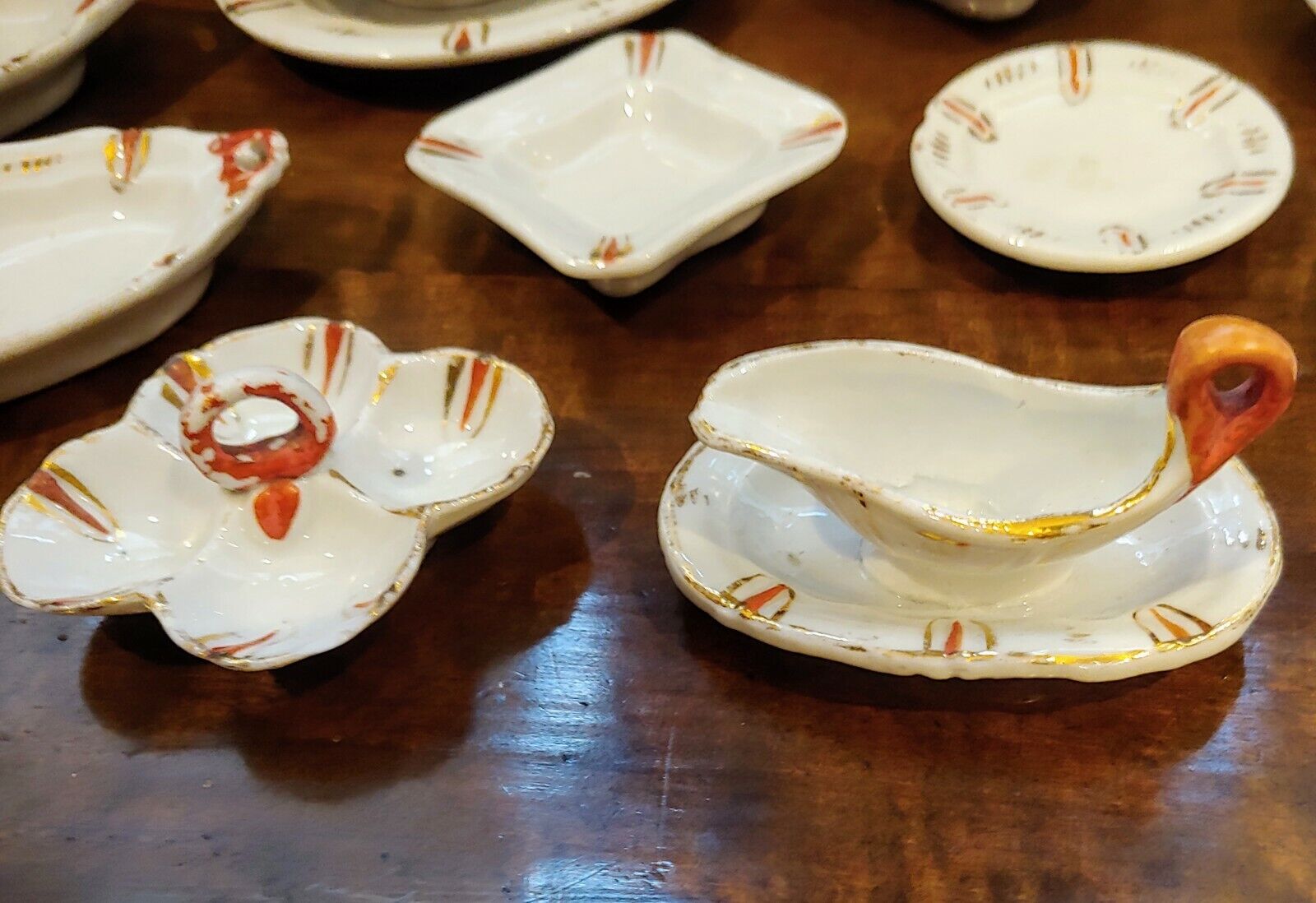 Antique 1800s Porcelain Dollhouse Dinnerware Set