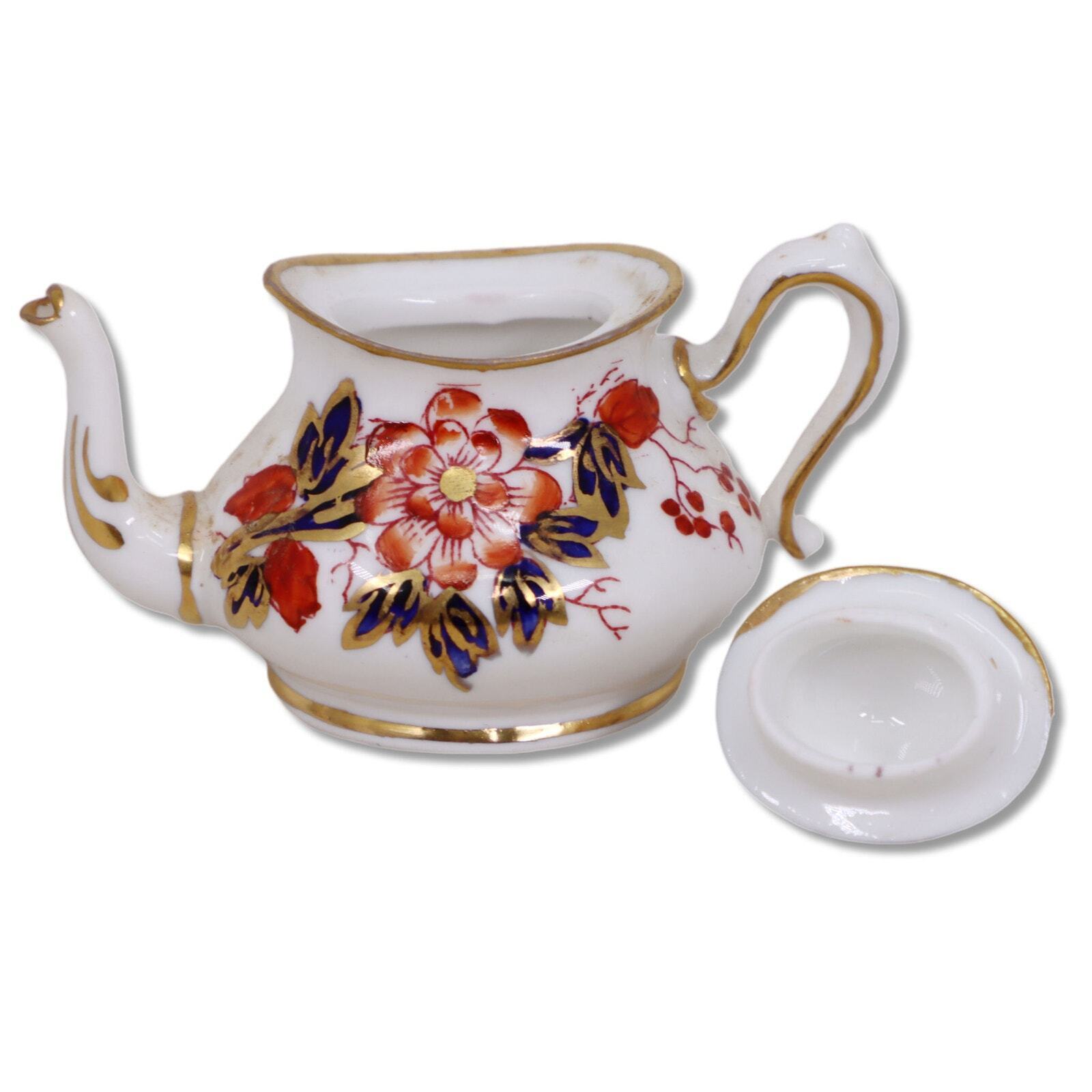 Crown Staffordshire Mini Doll Imari Coral Tea Set