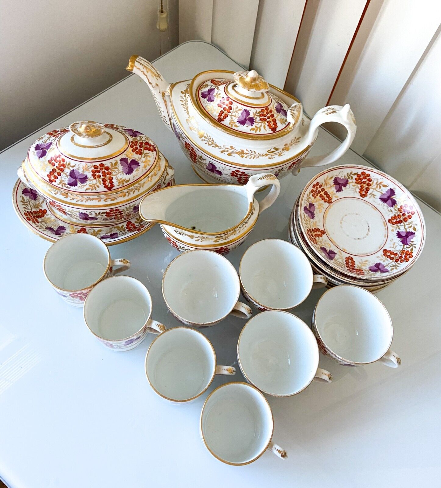 Antique Hand-Painted Coalport Tea Service Set