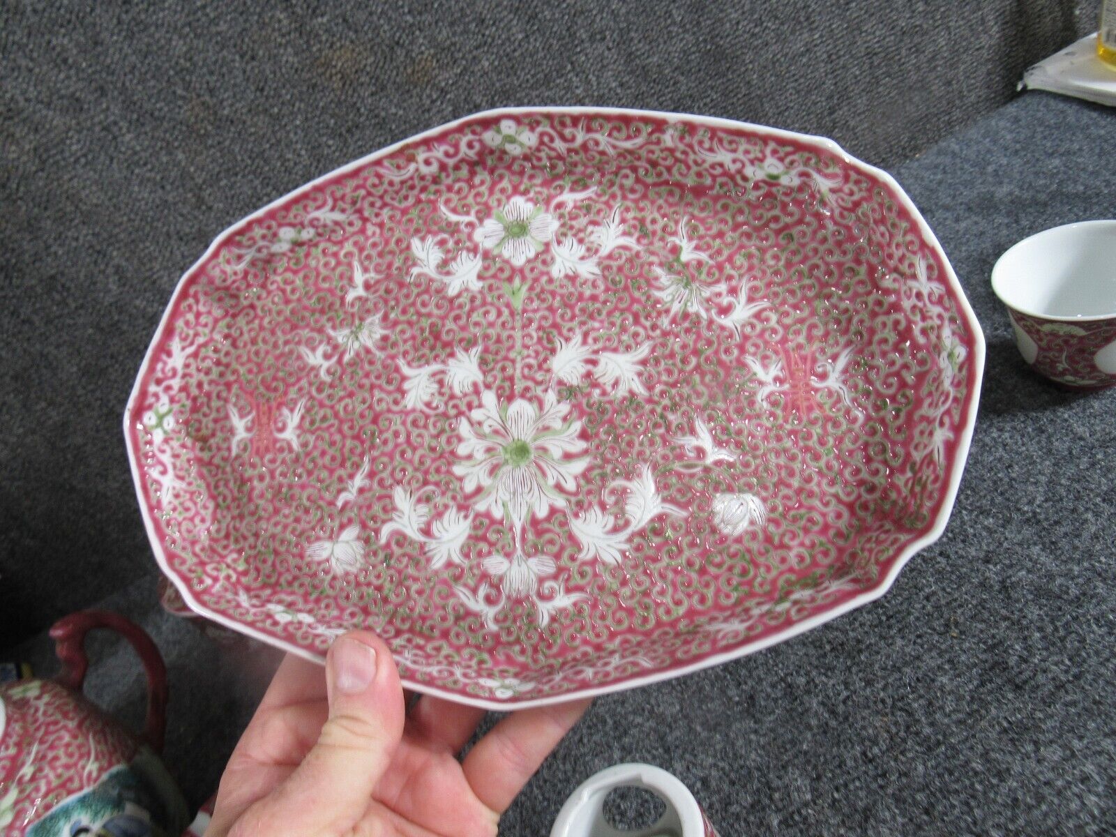 1800s Chinese Porcelain Tea Set with Signature