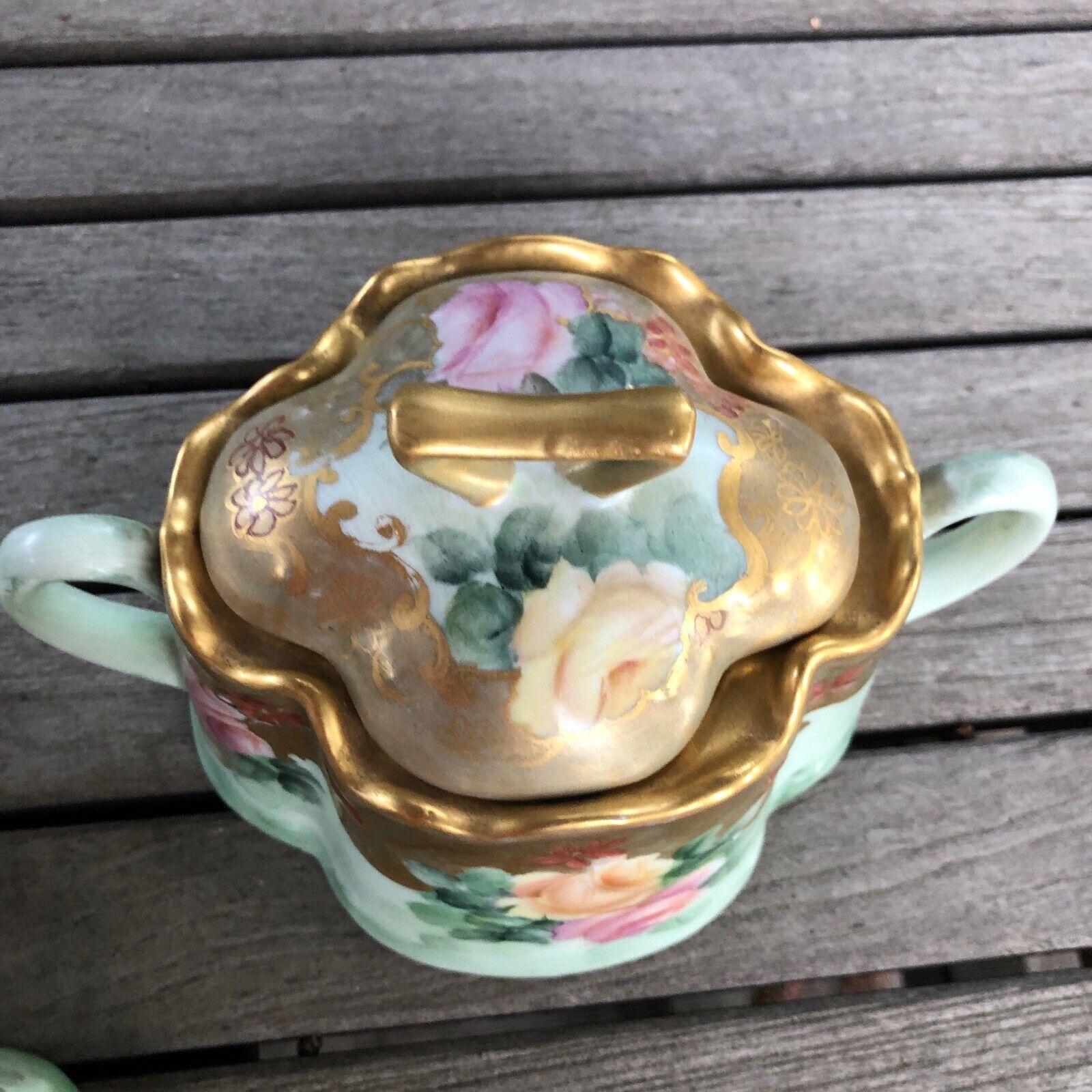 1900s Rosenthal Pink Roses Gold Gilt Tea Set