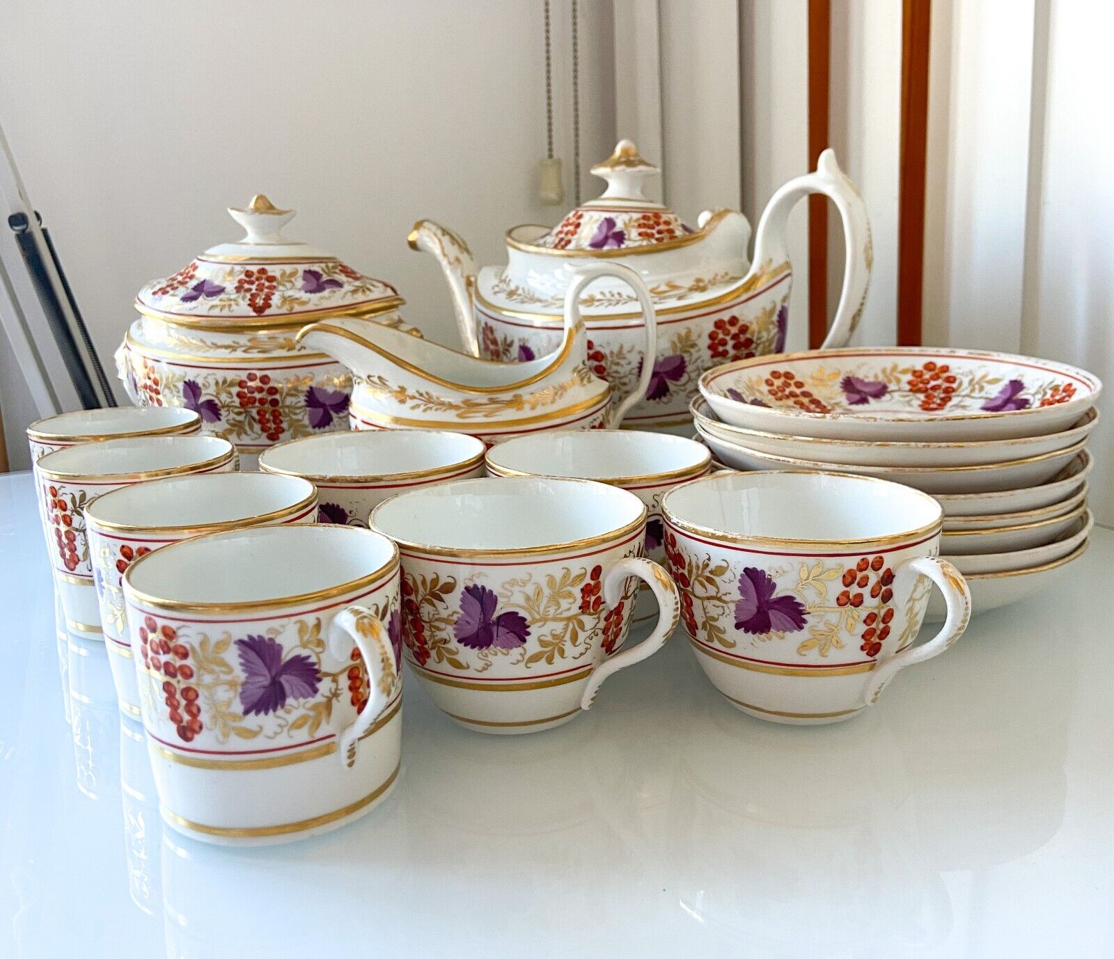 Antique Hand-Painted Coalport Tea Service Set