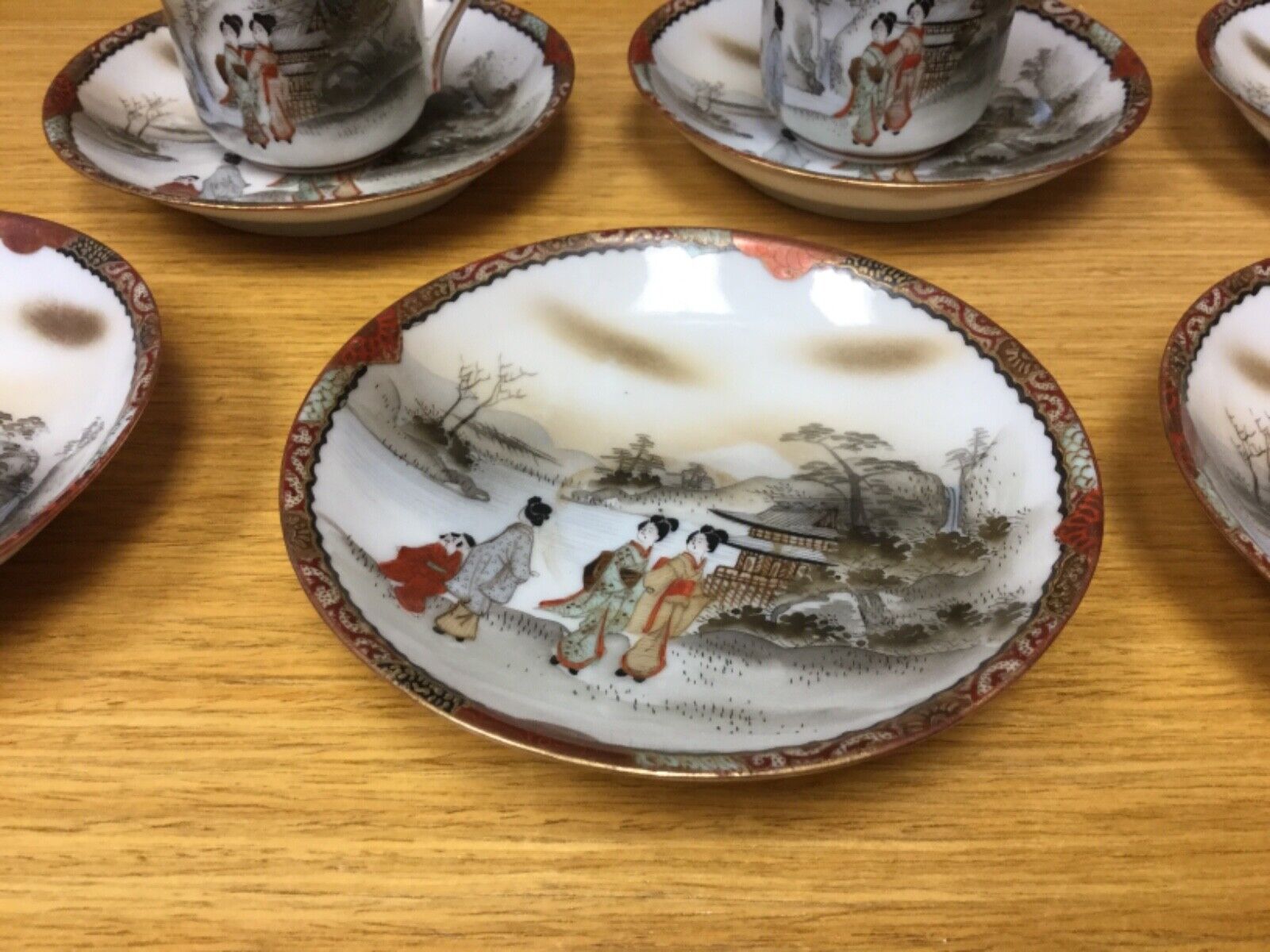 Antique Japanese Geisha Tea Set, 14 Pieces