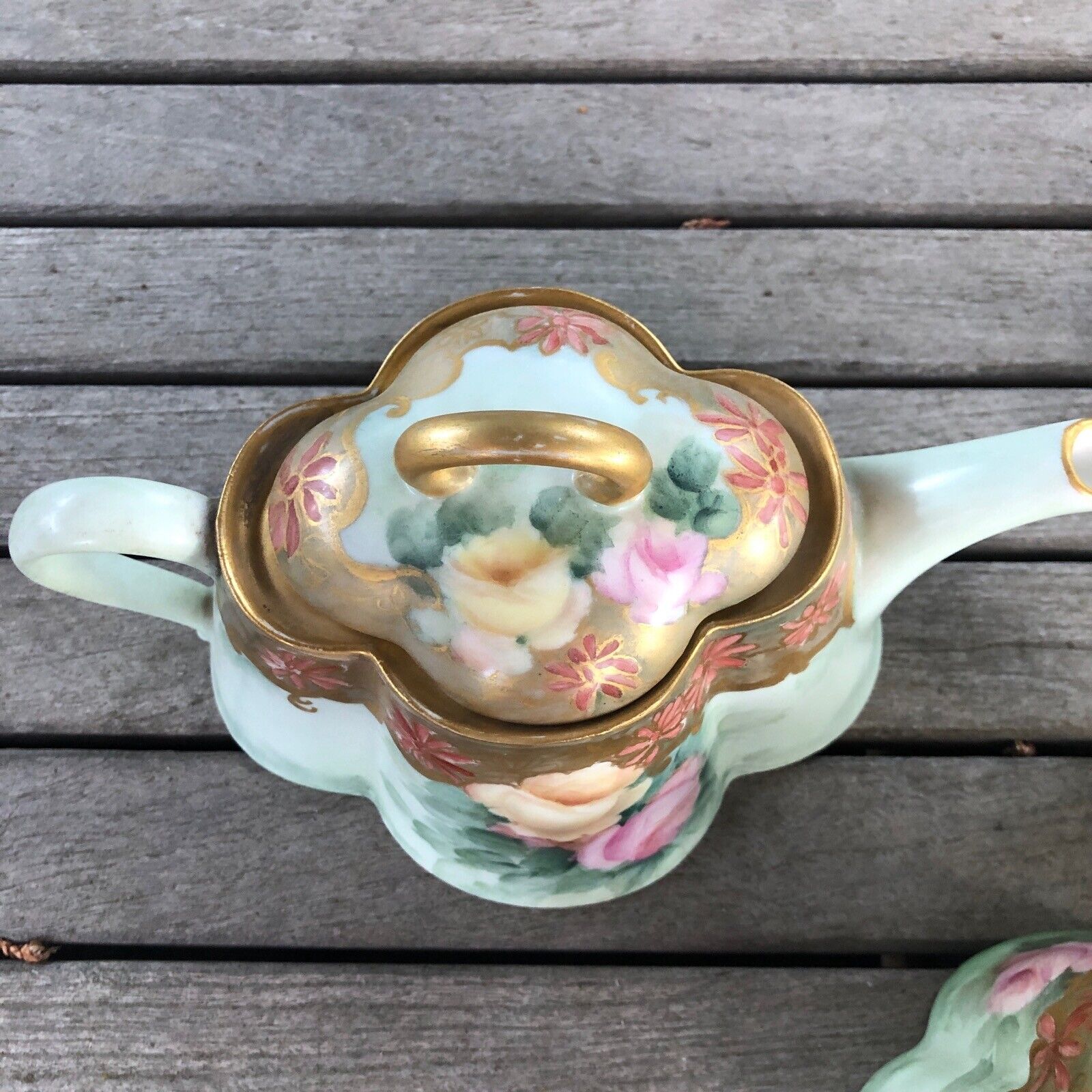 1900s Rosenthal Pink Roses Gold Gilt Tea Set