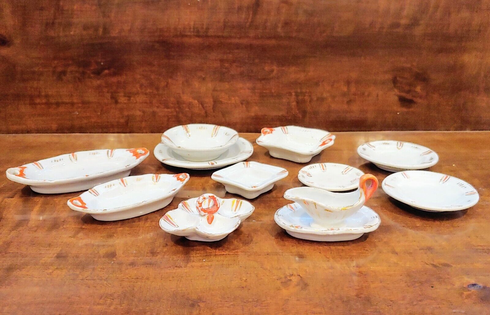 Antique 1800s Porcelain Dollhouse Dinnerware Set