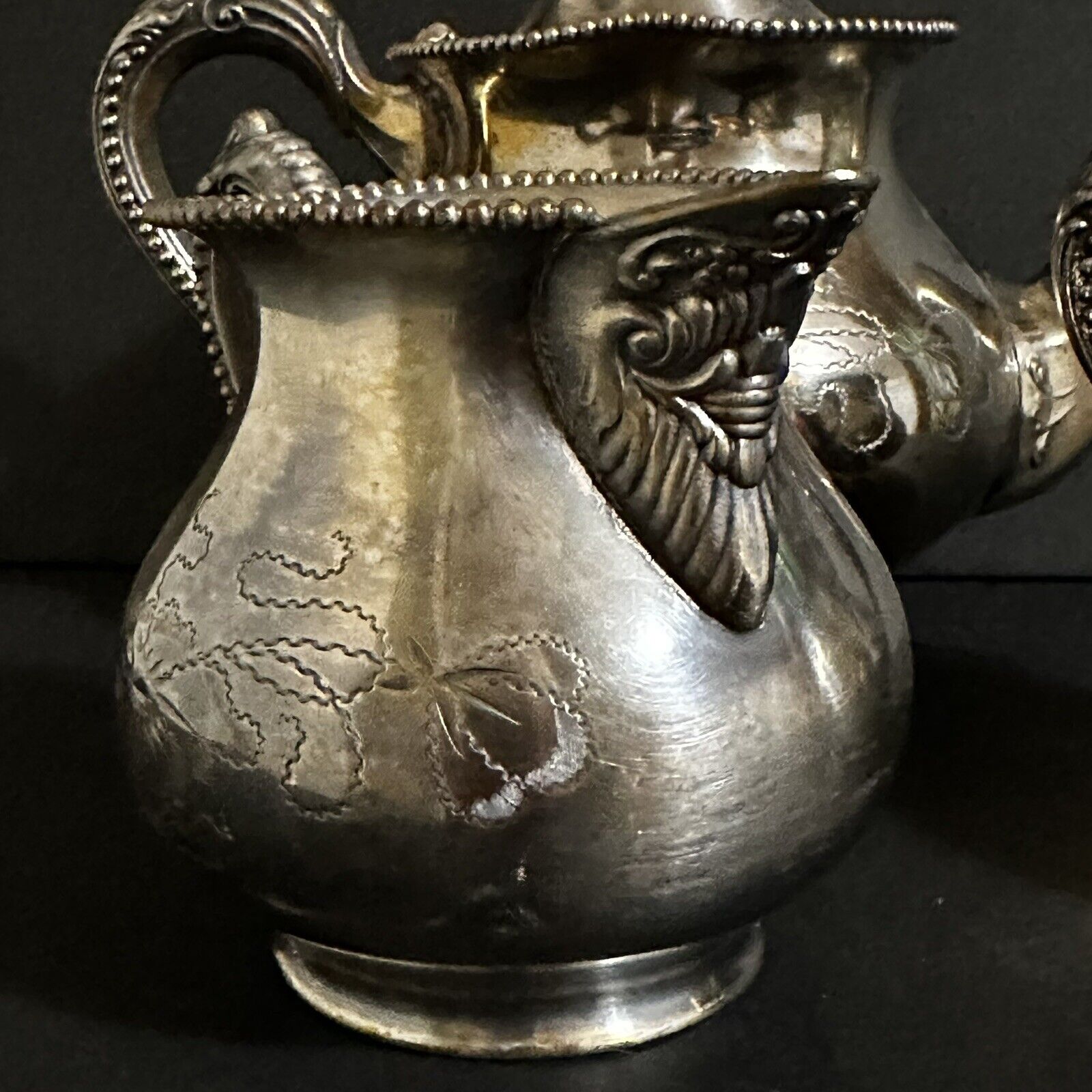 Antique 1800s Taunton Silver Floral Tea Set
