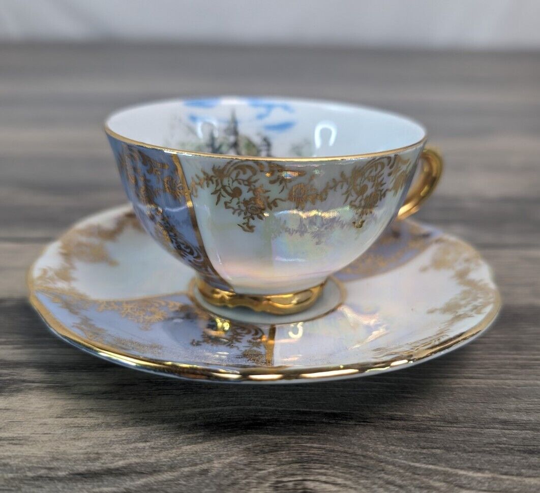 Antique Bavaria Neuschwanstein Teacup & Saucer Set