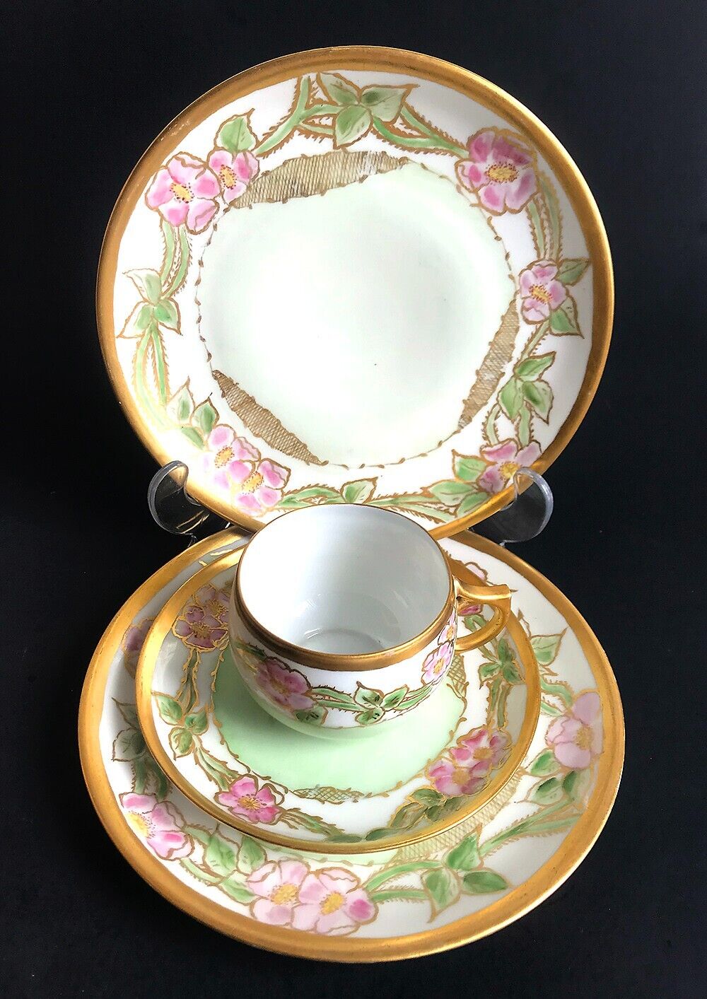 Limoges Floral Gold Trimmed Tea Set, 14 Pieces