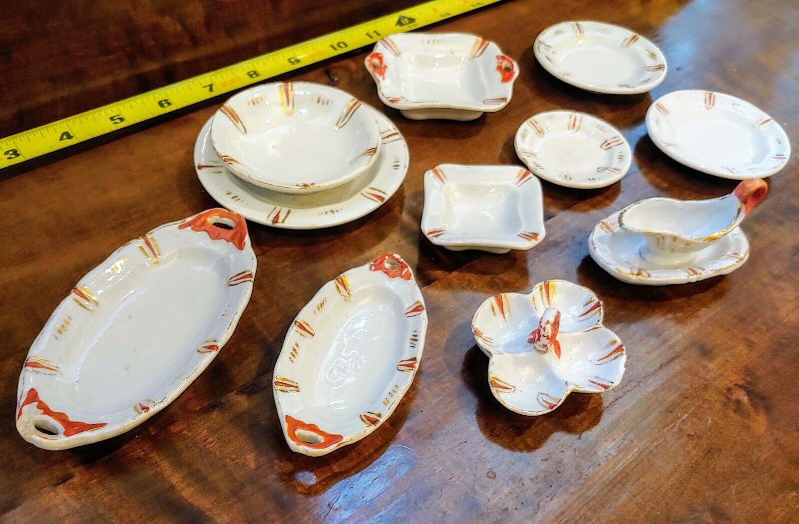 Antique 1800s Porcelain Dollhouse Dinnerware Set