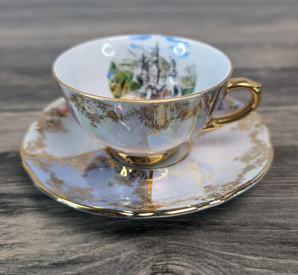 Antique Bavaria Neuschwanstein Teacup & Saucer Set