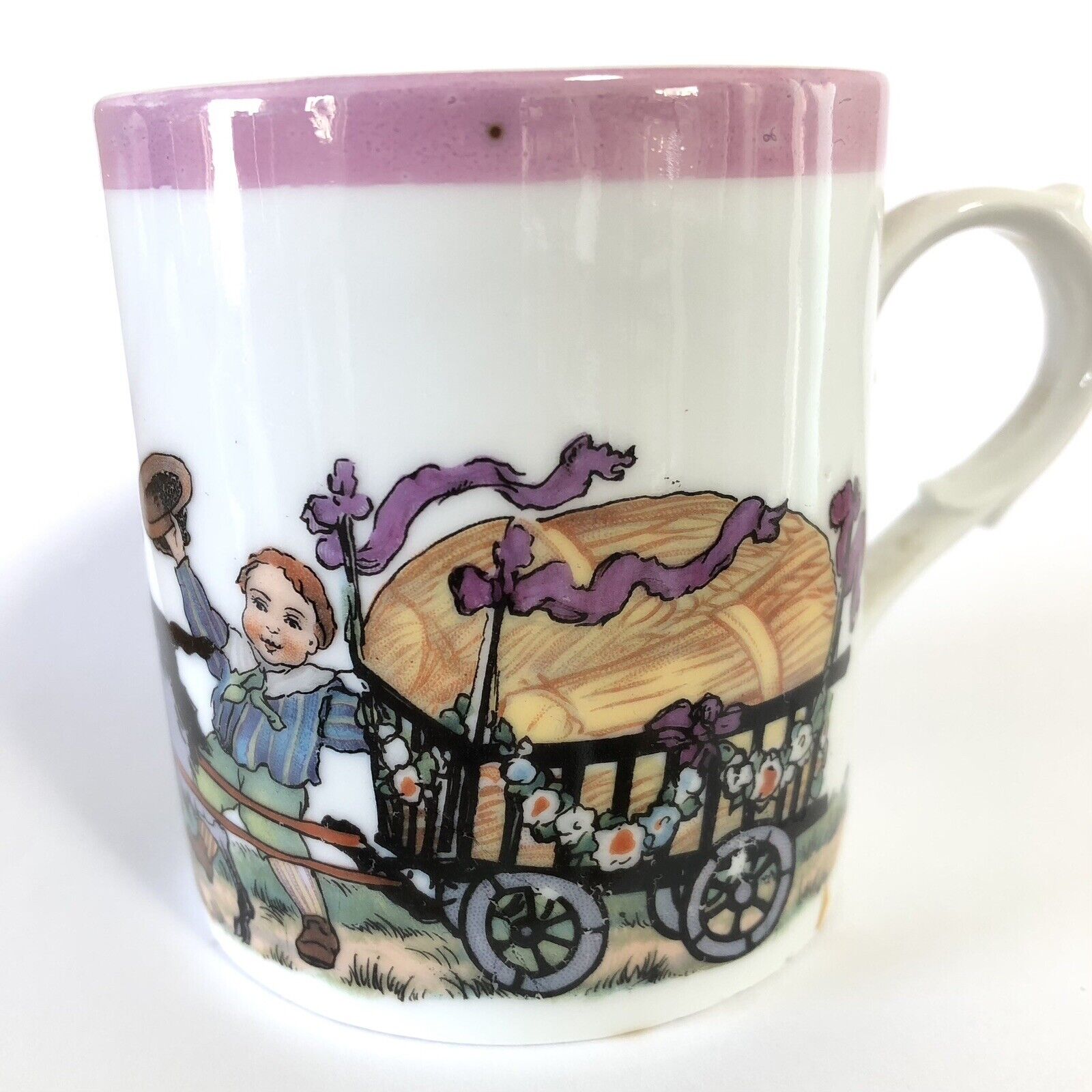 Czecho Slovakia Antique Child's Cup with Goat Cart