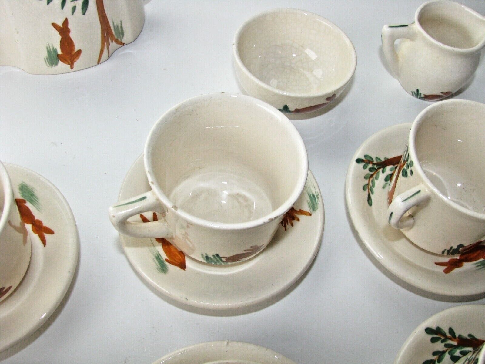 Antique English 15-Piece Rabbit Tea Set