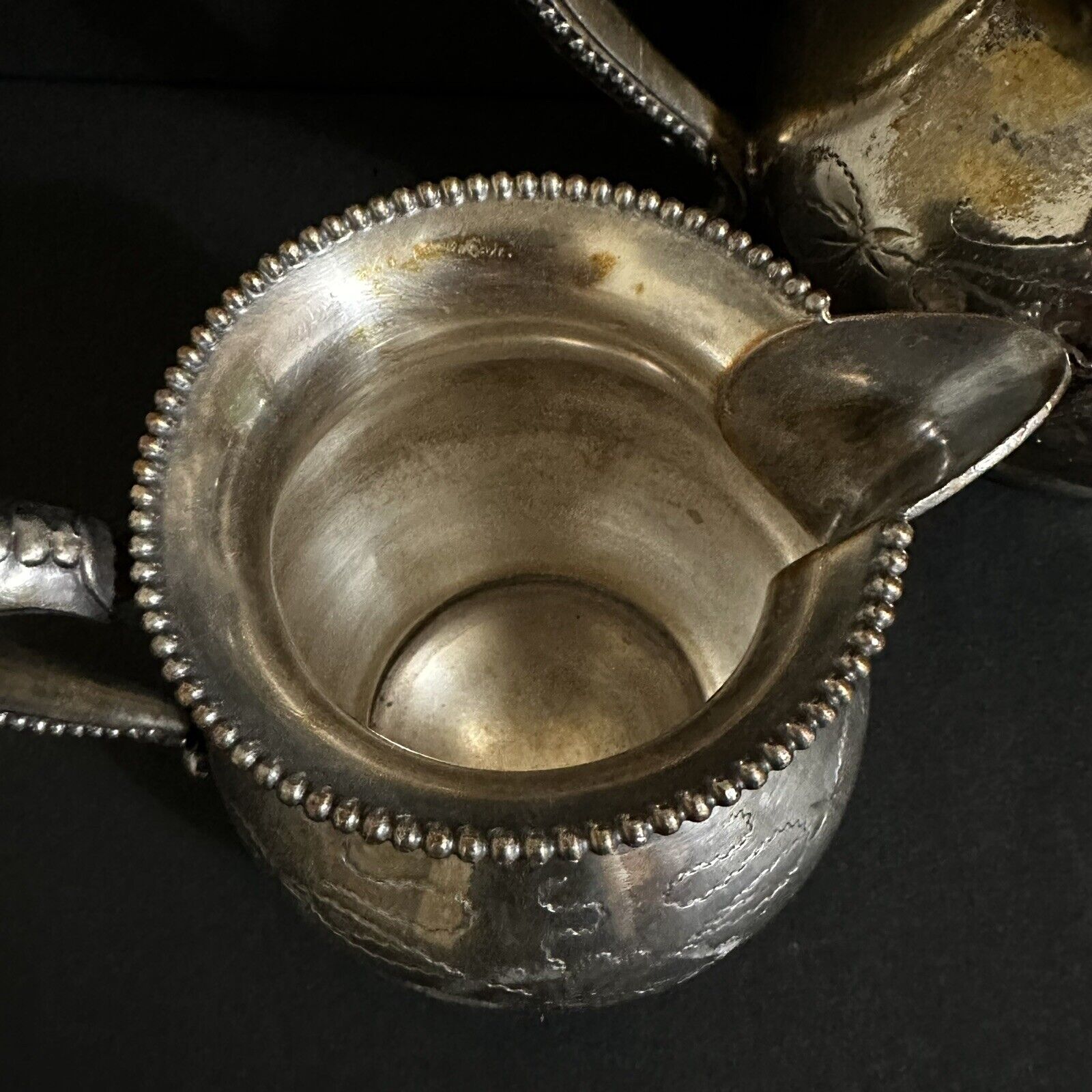 Antique 1800s Taunton Silver Floral Tea Set