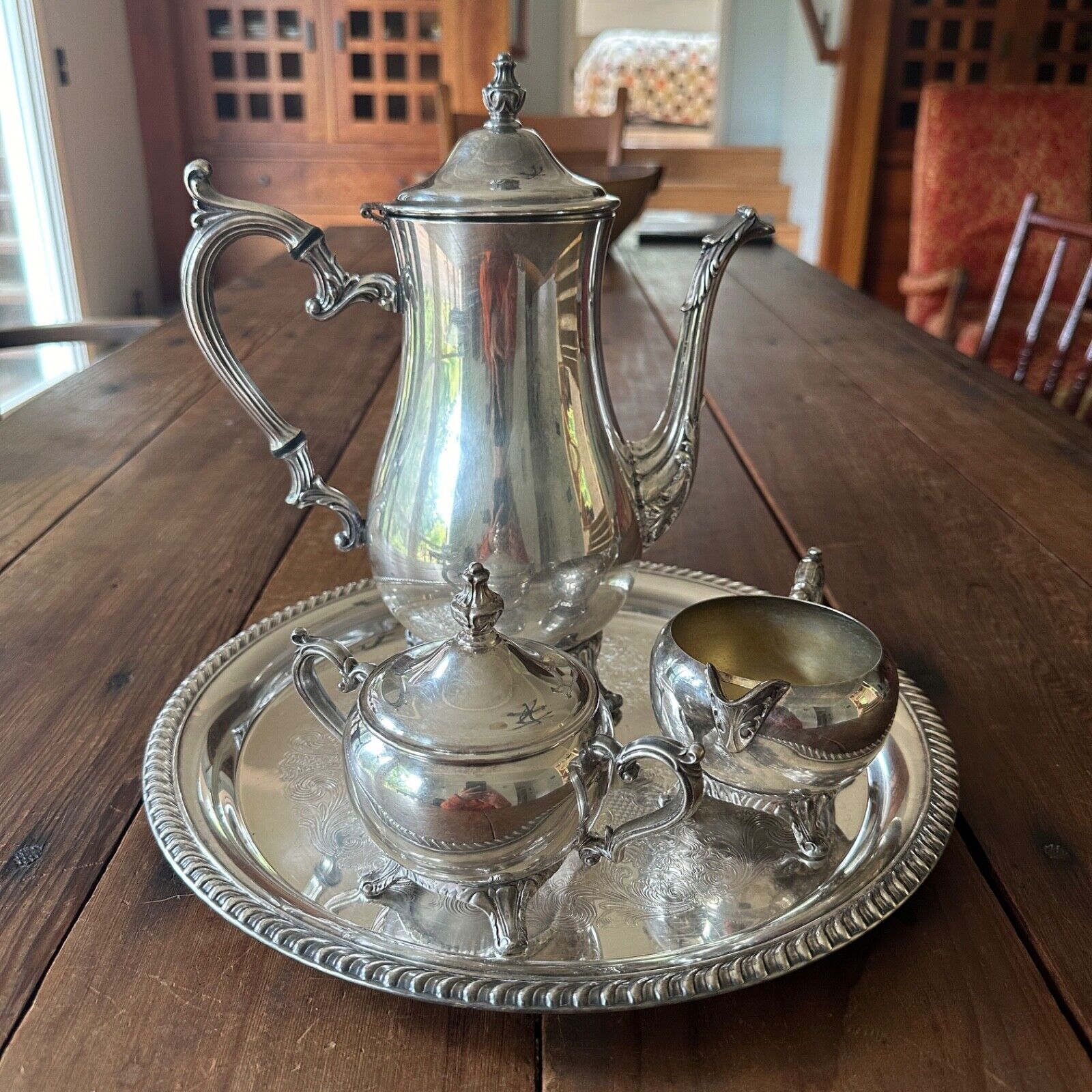 Victorian Silver-Plate Tea/Coffee Set by Wm Rogers