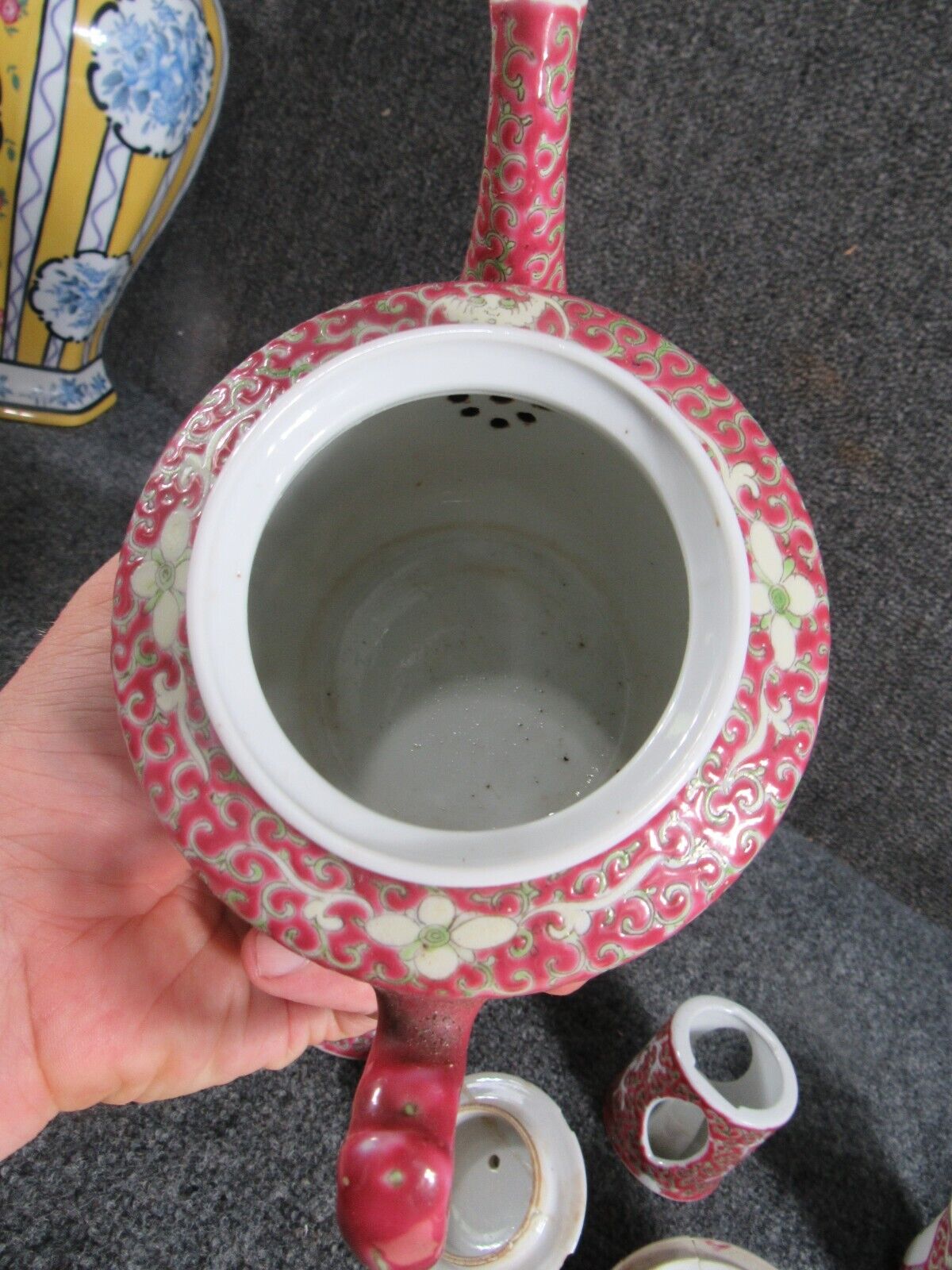 1800s Chinese Porcelain Tea Set with Signature