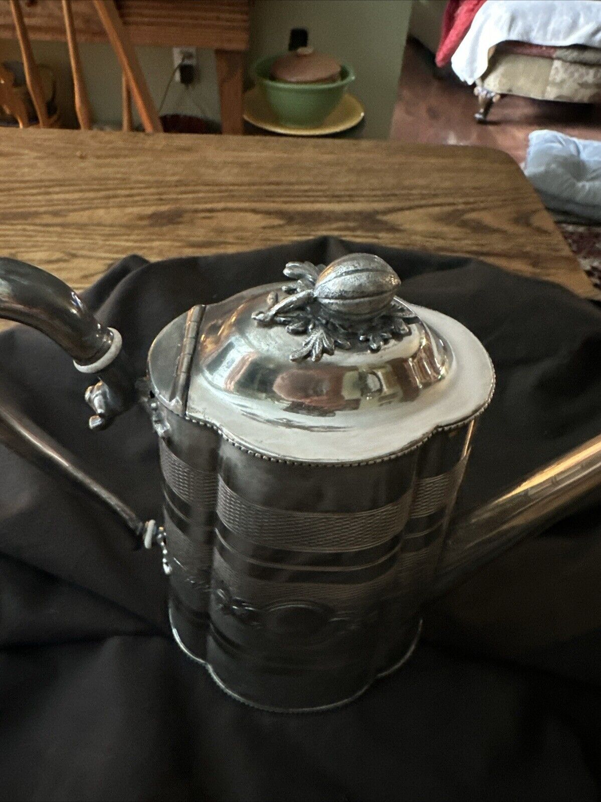 Victorian Engraved Silver Plate Coffee Pot 9”