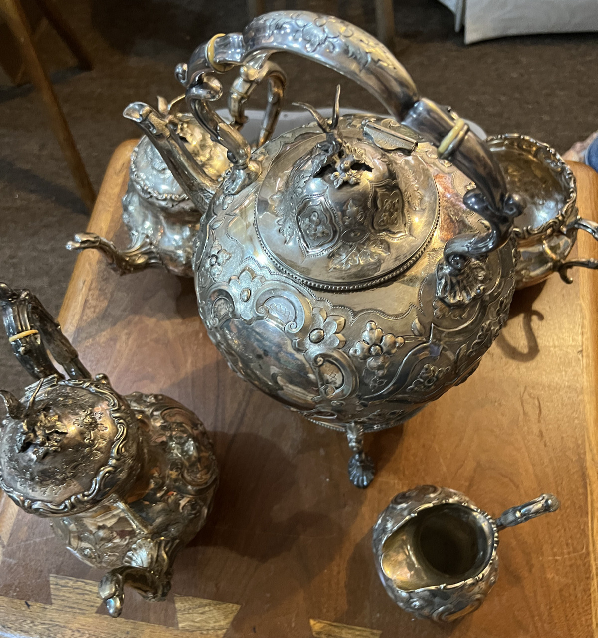 Antique 1800s Martin Hall Silver Plated Tea Set