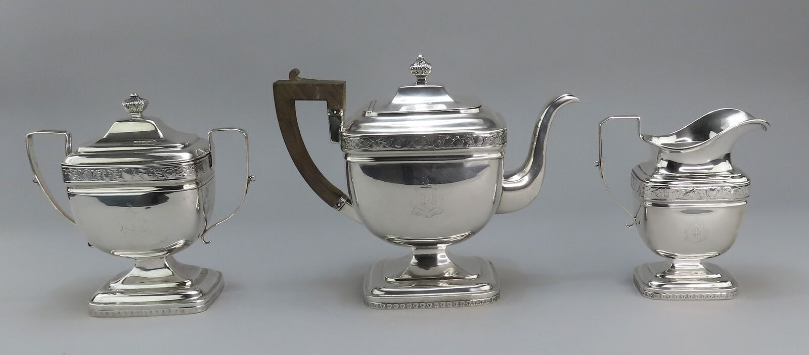 Elegant 1800s American Coin Silver Tea Set
