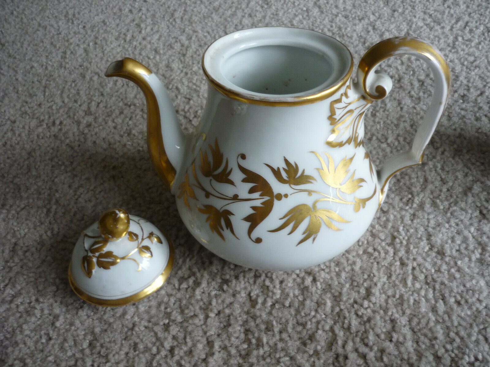 Elegant 1800s Gold & White Teapot Set