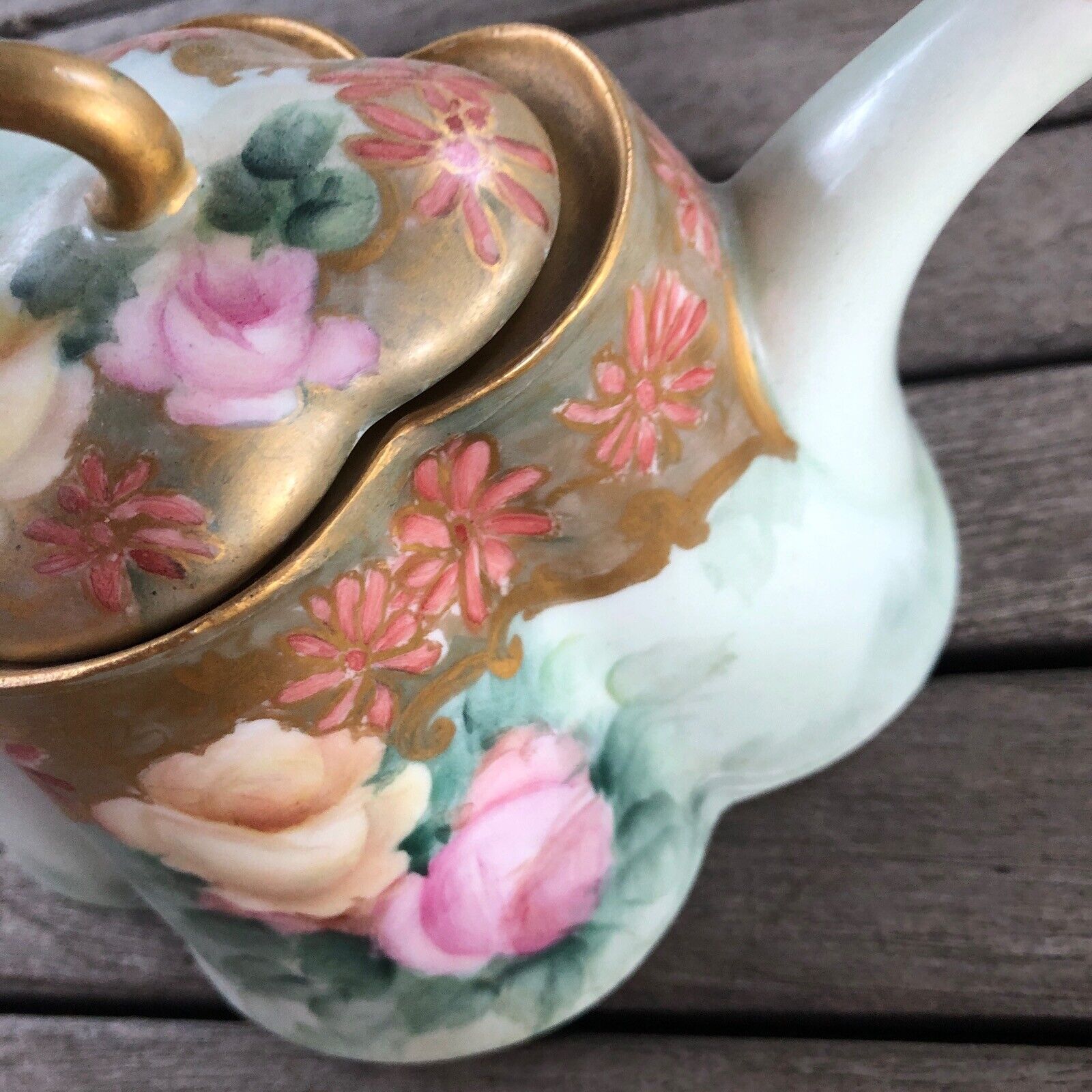 1900s Rosenthal Pink Roses Gold Gilt Tea Set