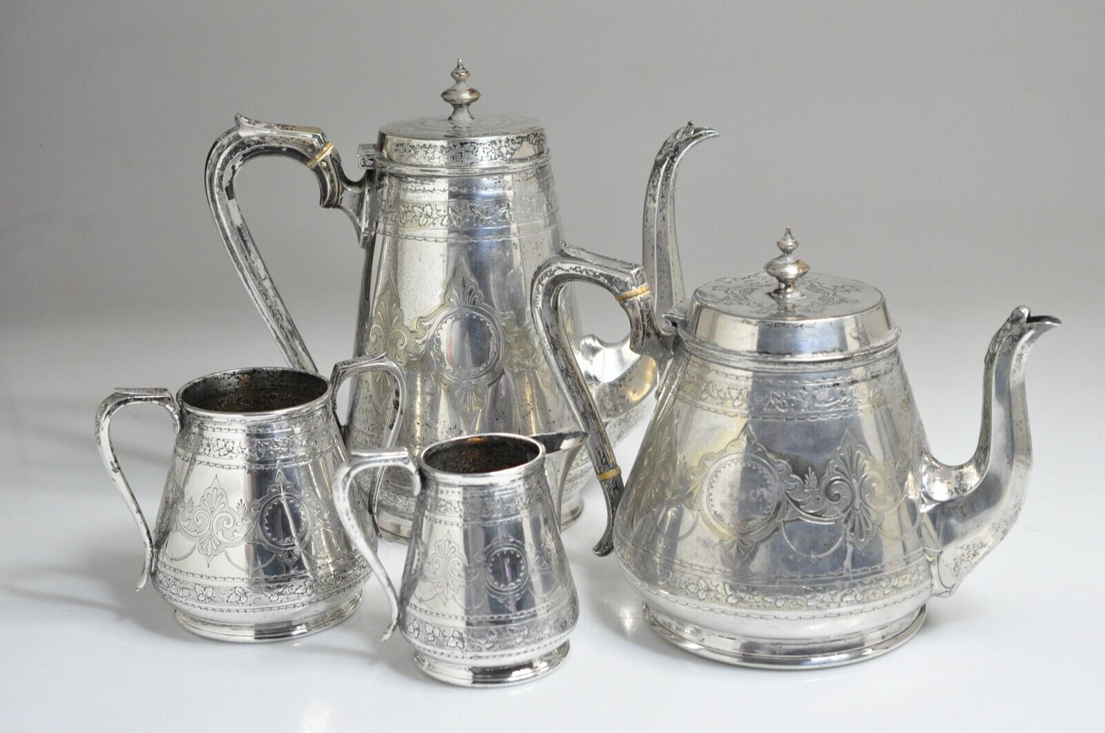 Elegant 1800s Taunton Johnson Silverplate Tea Set