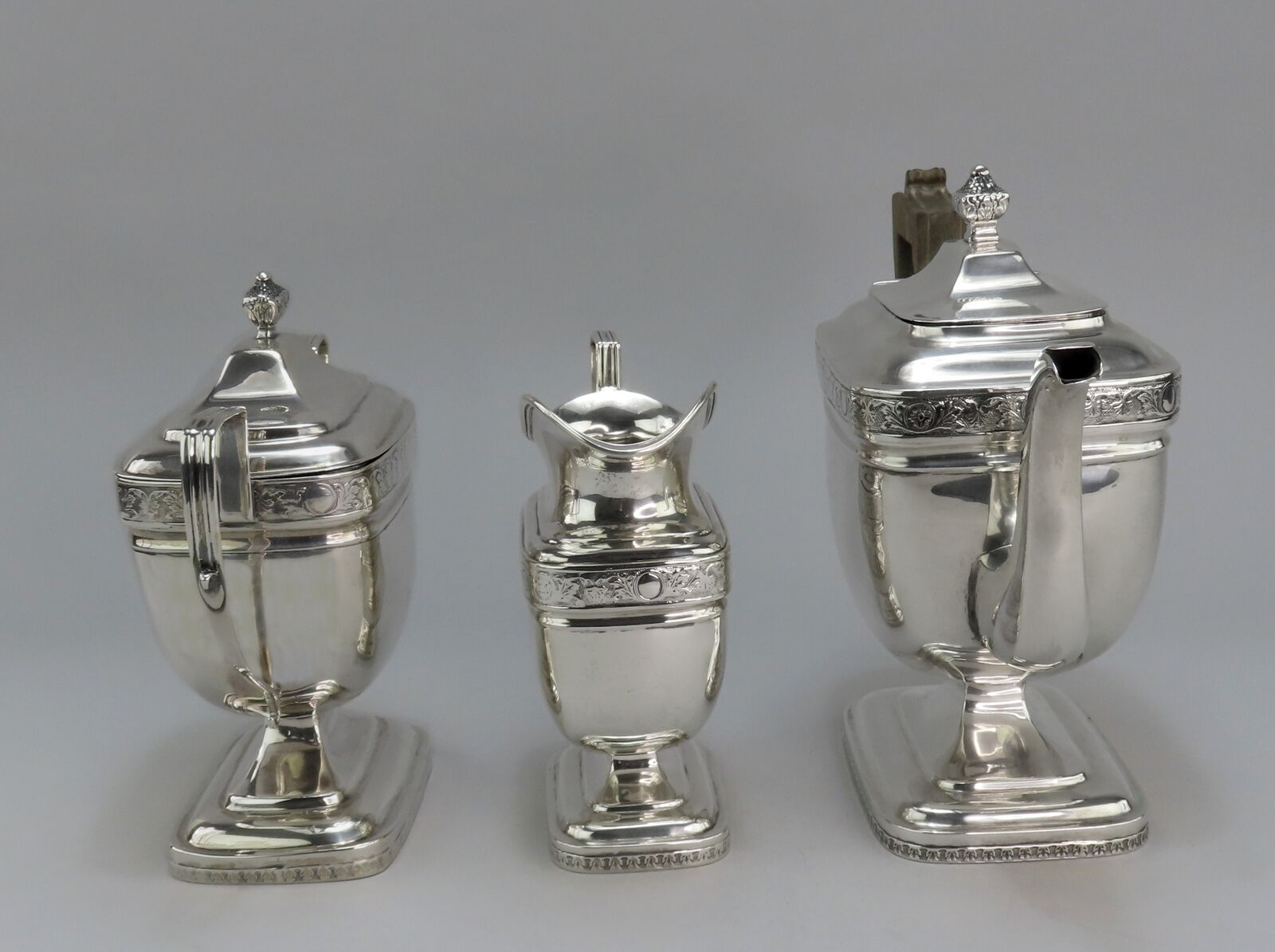 Elegant 1800s American Coin Silver Tea Set