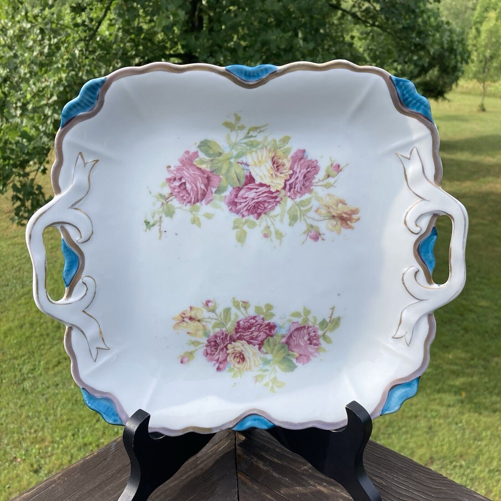Victorian 1800s Floral Porcelain Serving Plate