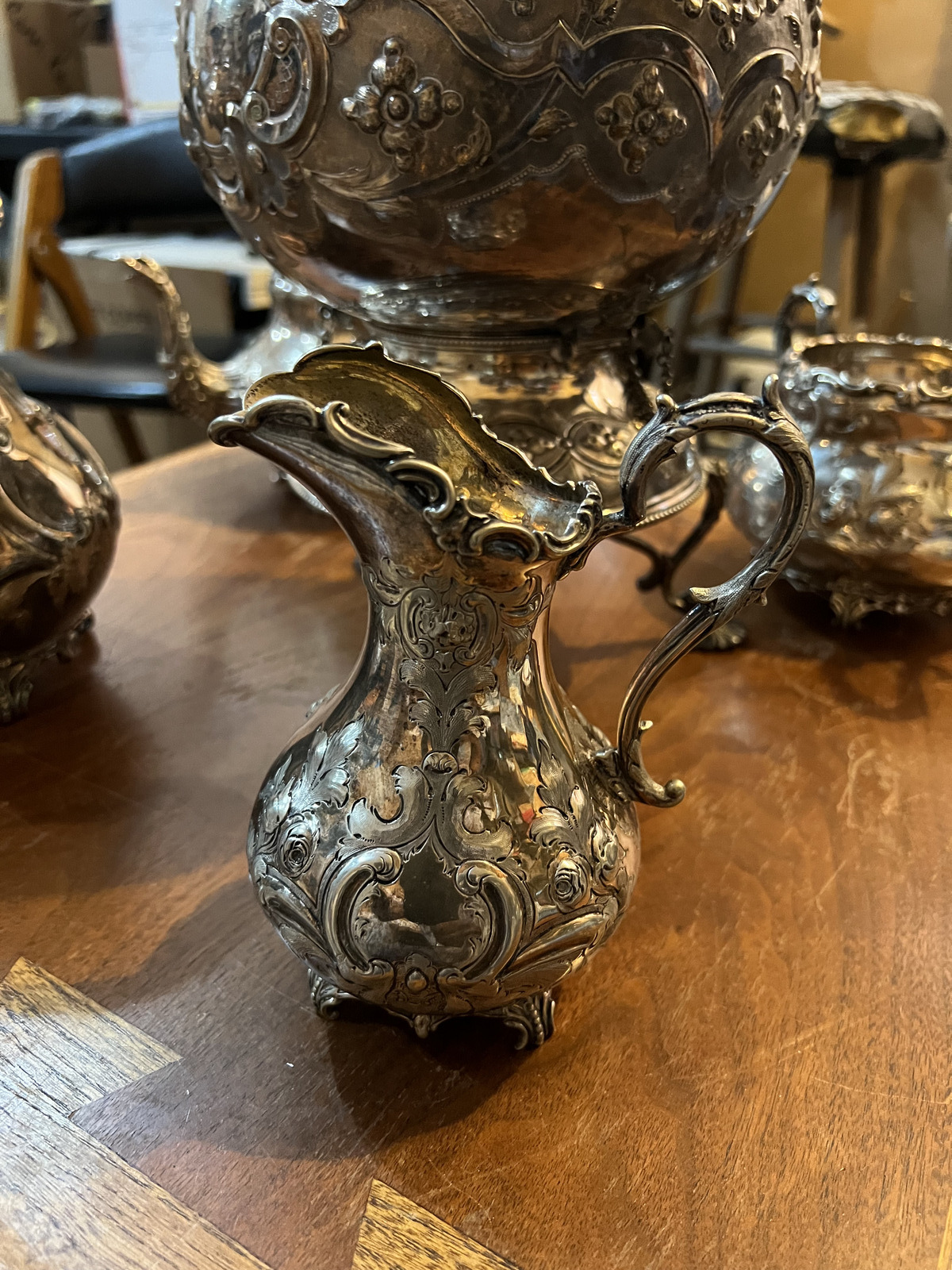 Antique 1800s Martin Hall Silver Plated Tea Set