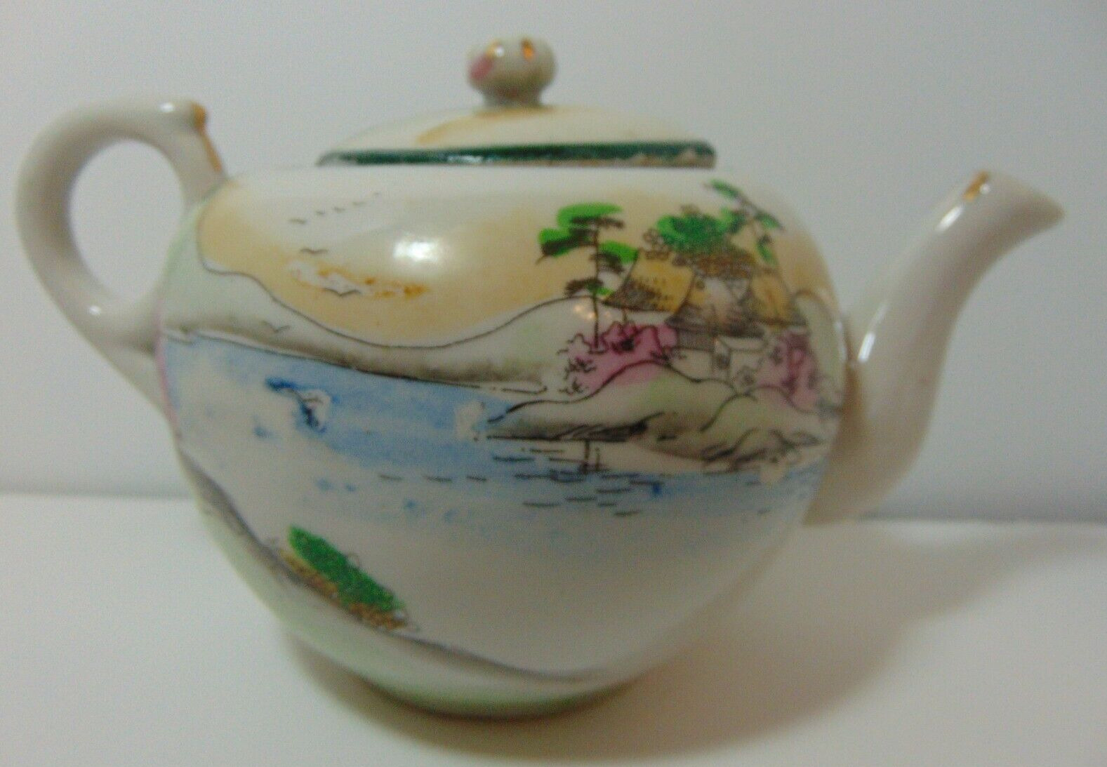 Antique Nippon Porcelain Teapot, Creamer, Sugar Set