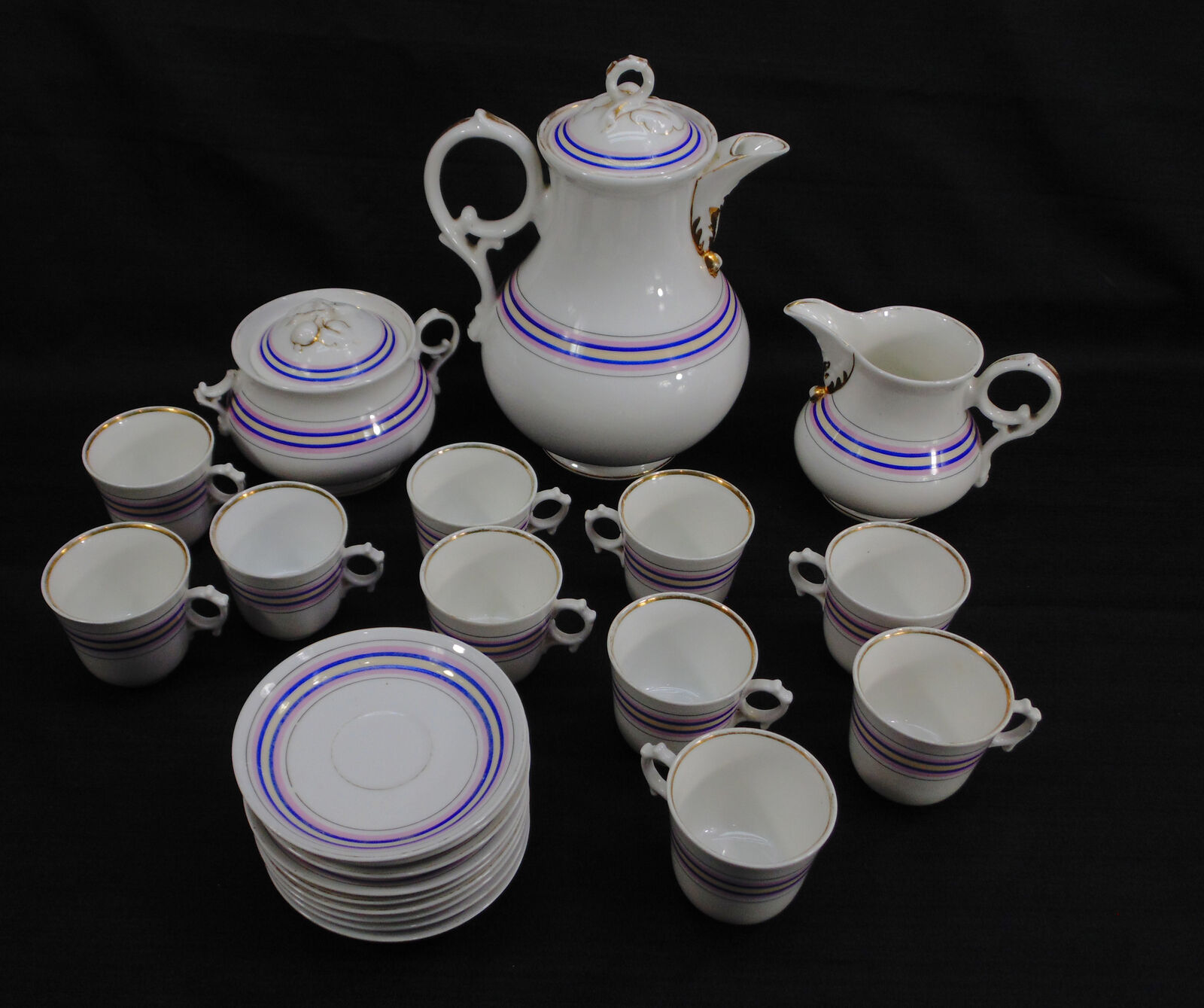 Art Deco Striped Tea Set - KPM Carl Tielsch
