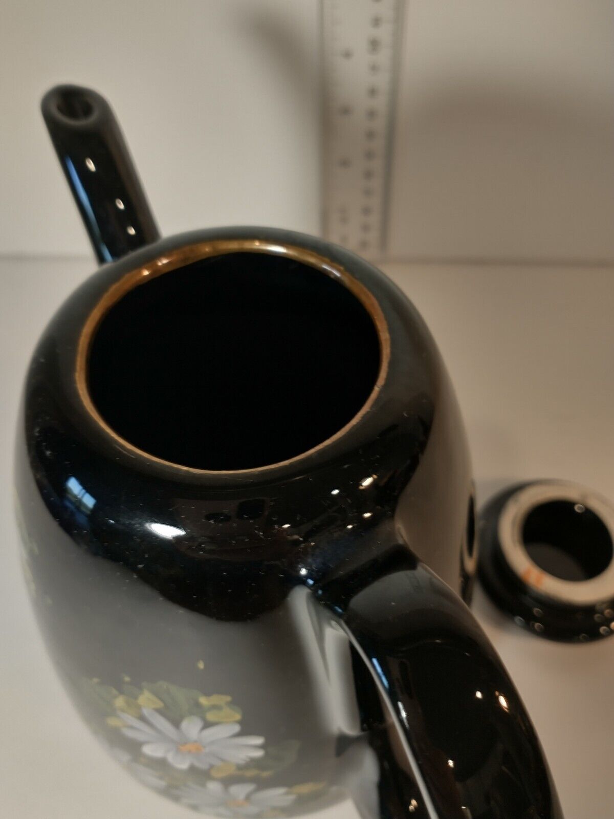 Daisy-Embossed Antique Blackware Tea Set