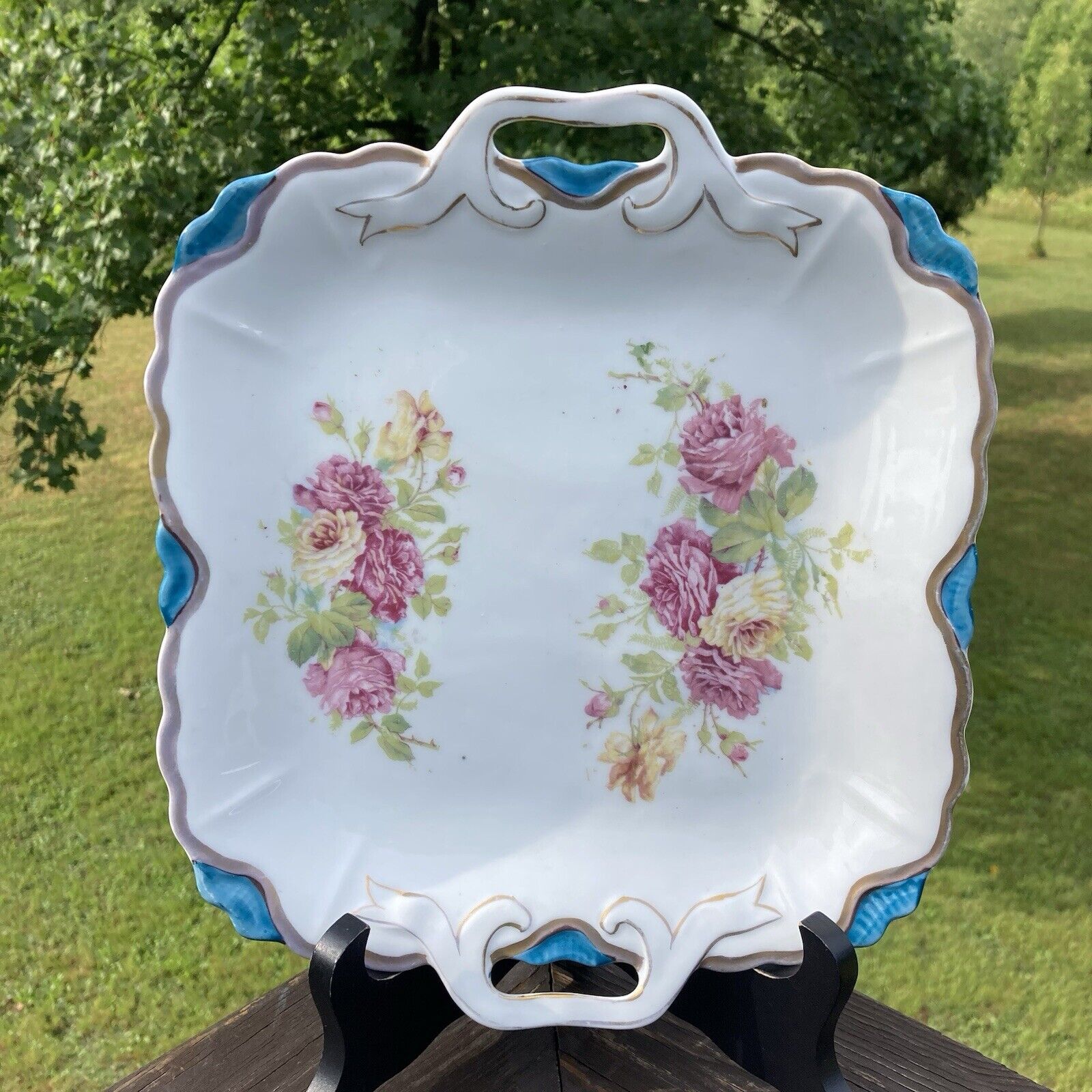 Victorian 1800s Floral Porcelain Serving Plate